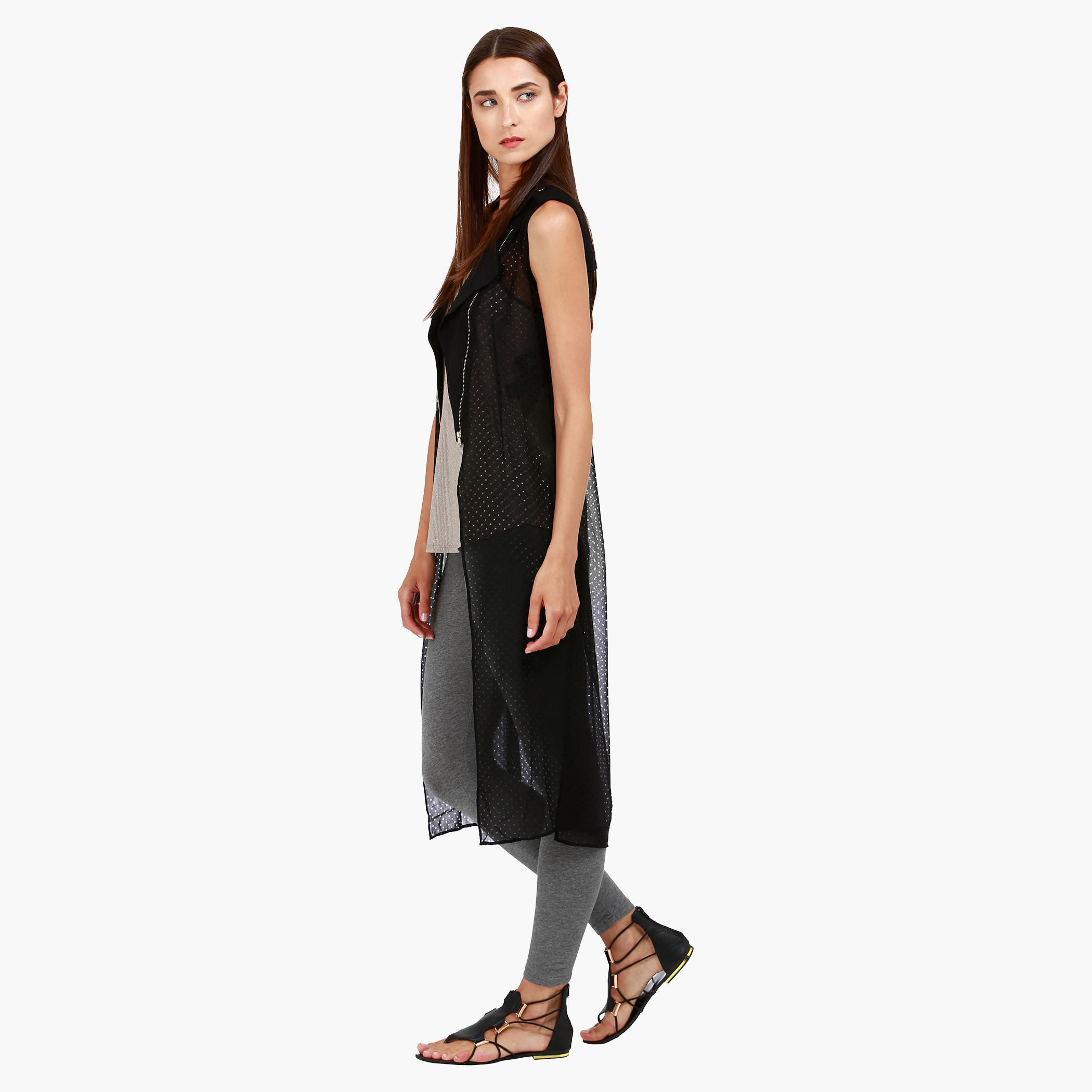 Perforated Sleeveless Longline Jacket with Notched Lapel in Regular Fit-women-clothing-shirtsandblouses-blouses-image-3