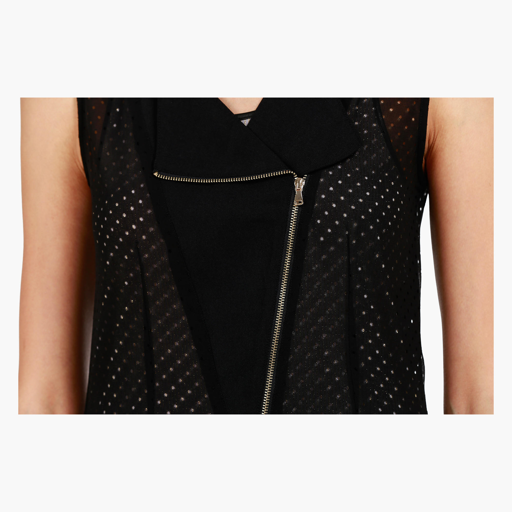 Perforated Sleeveless Longline Jacket with Notched Lapel in Regular Fit-women-clothing-shirtsandblouses-blouses-image-4