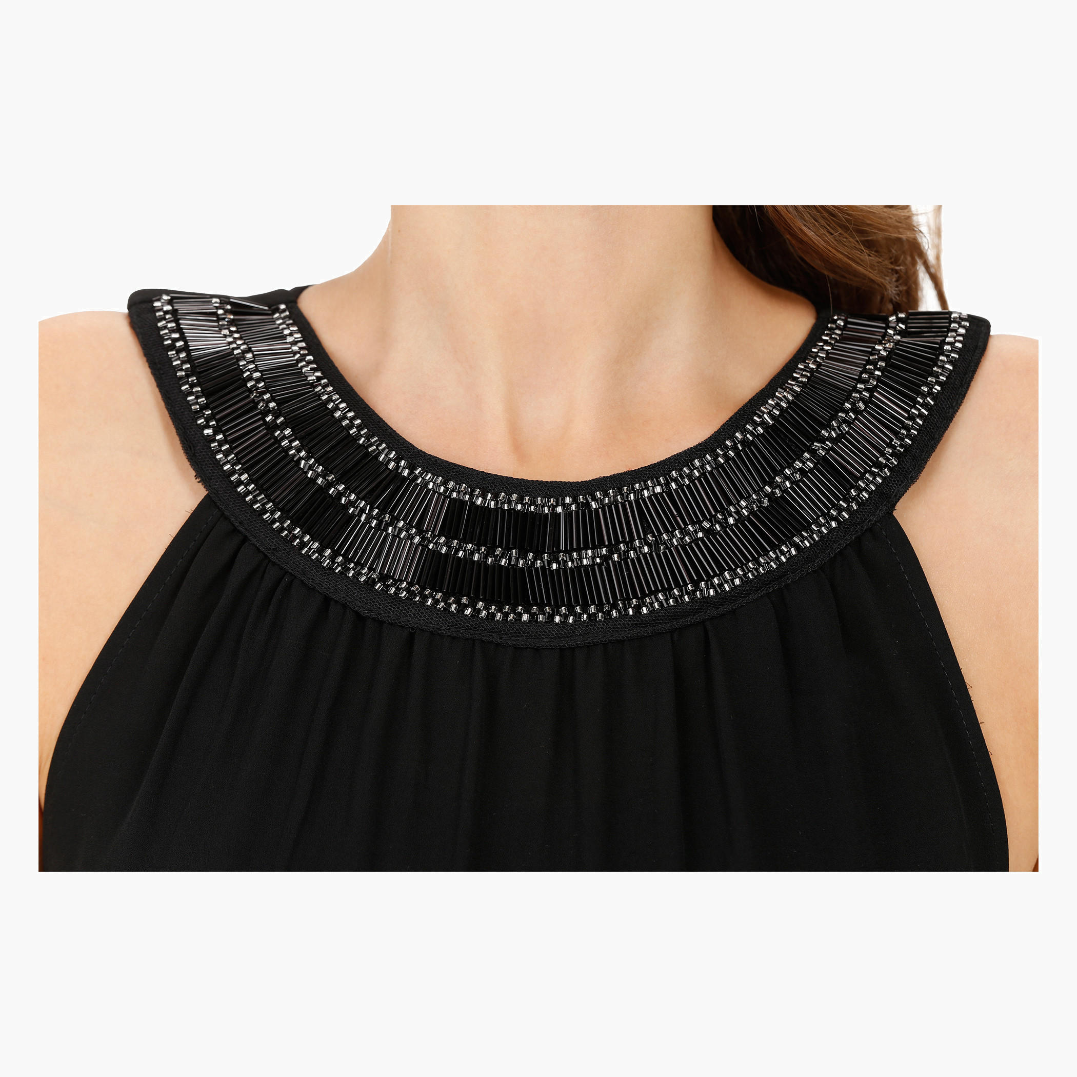 Halter Dress with Beaded Crew Neckline-women-clothing-dresses-image-2