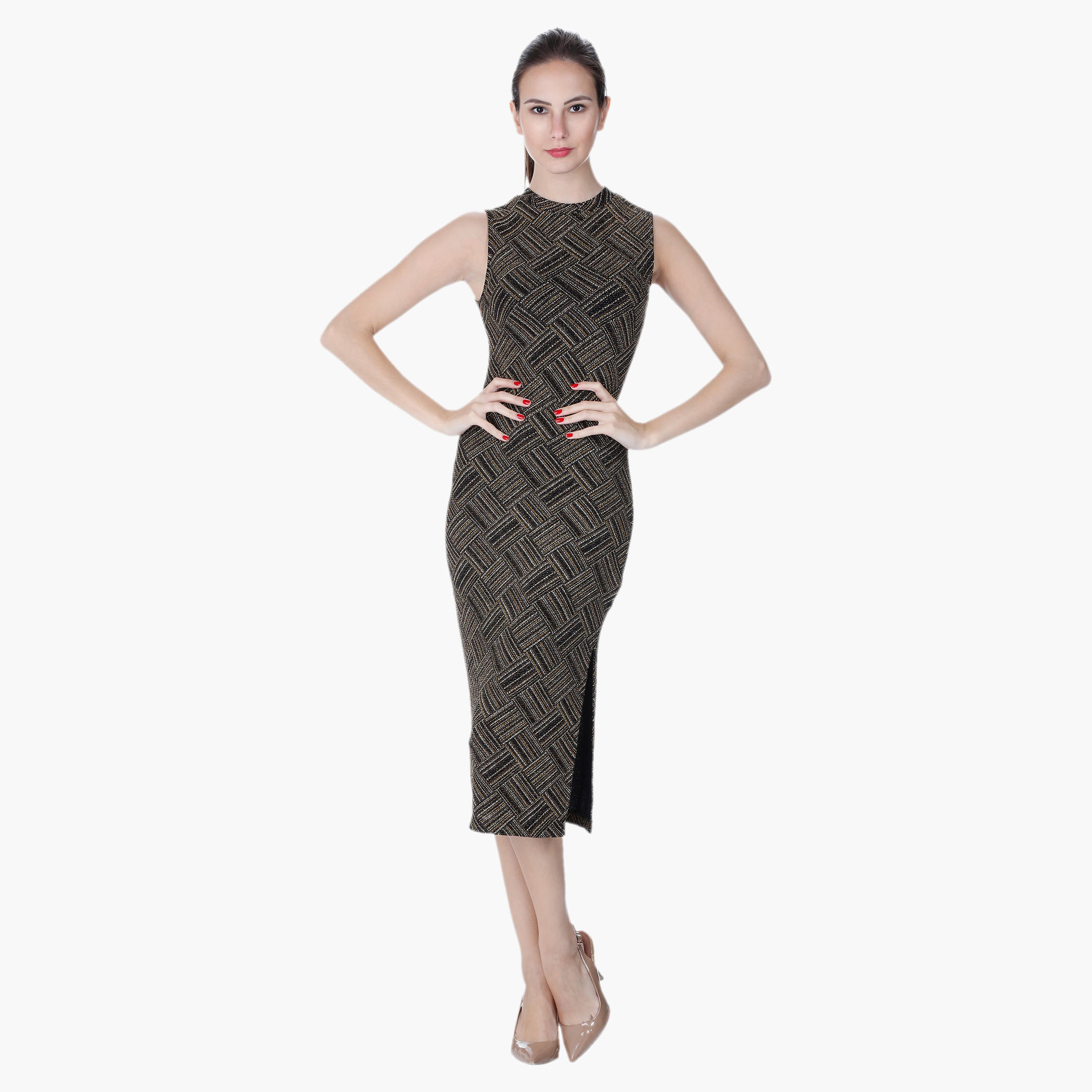 High Neck Printed Dress-women-clothing-dresses-image-1