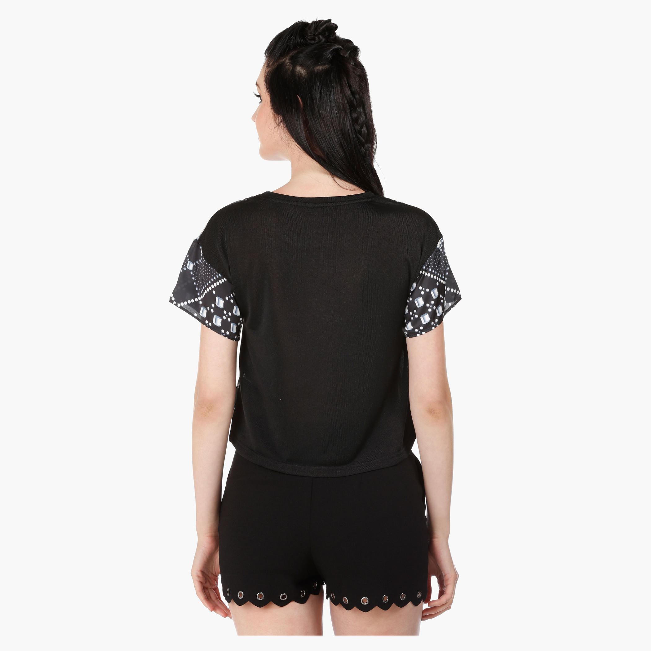 Printed Crew Neck Top with Short Sleeves in Regular Fit-women-clothing-shirtsandblouses-blouses-image-2