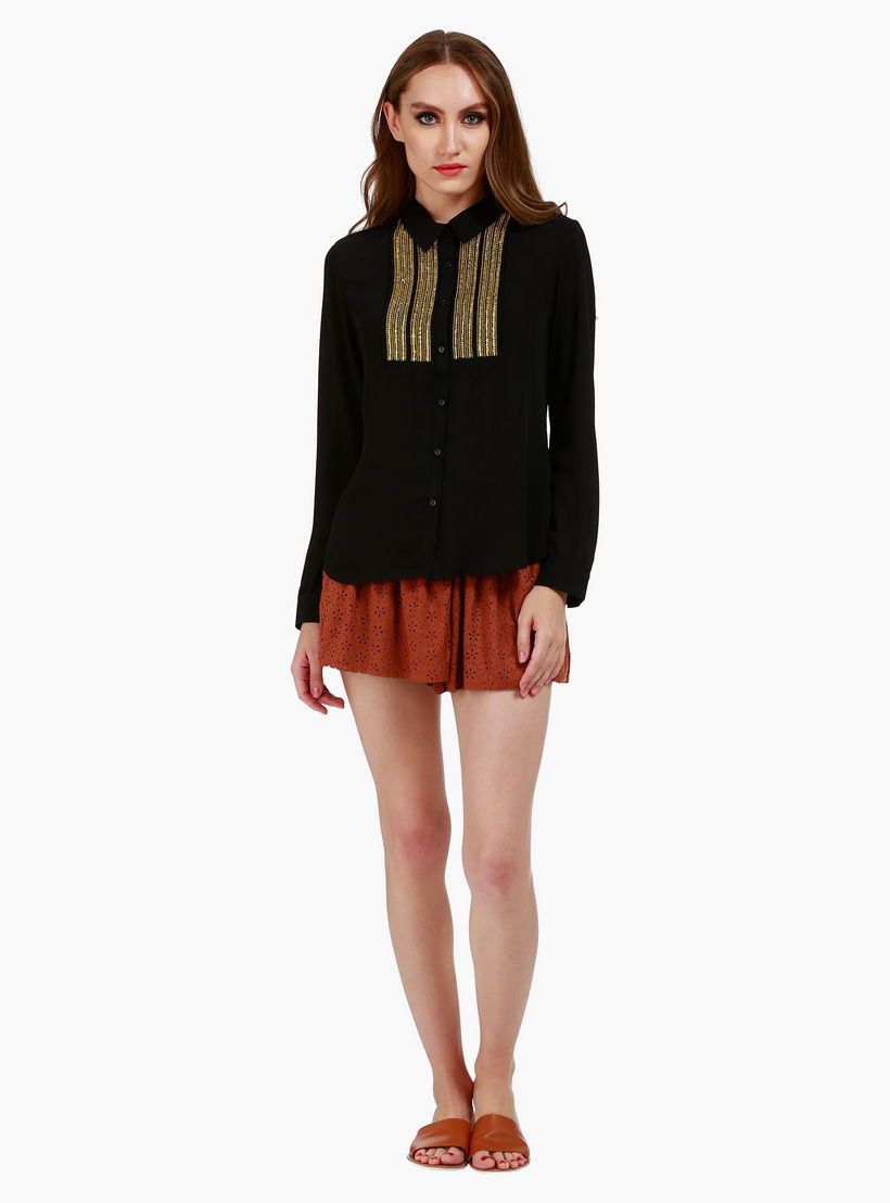 Casual Shirt with Long Sleeves and Chain Bib in Regular Fit-women-clothing-shirtsandblouses-blouses-image-5