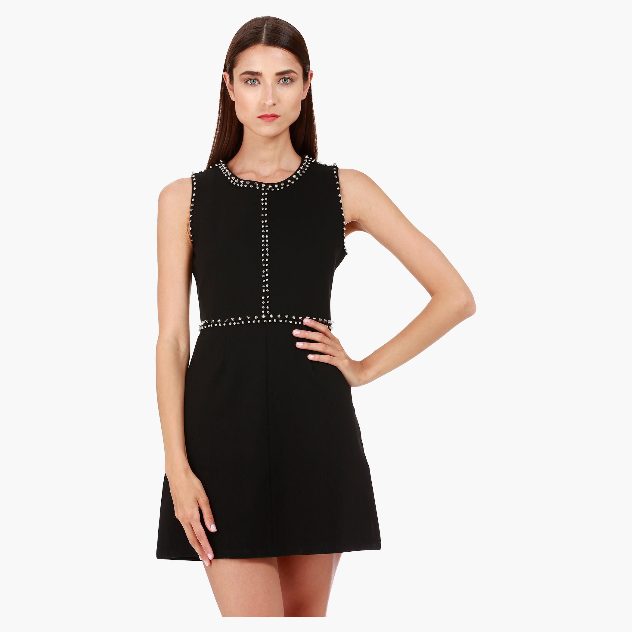 Sleeveless Dress with Studded Detailing in Regular Fit-women-clothing-dresses-image-1