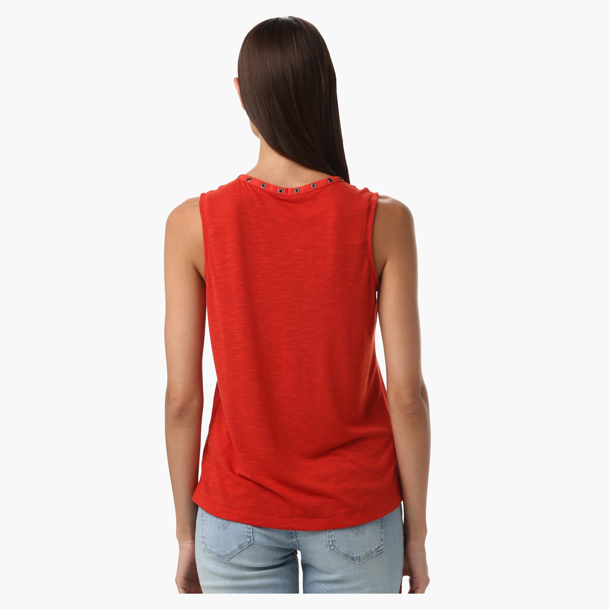 V-Neck Tank Top with Tie-Up Front-women-clothing-tshirts-image-4