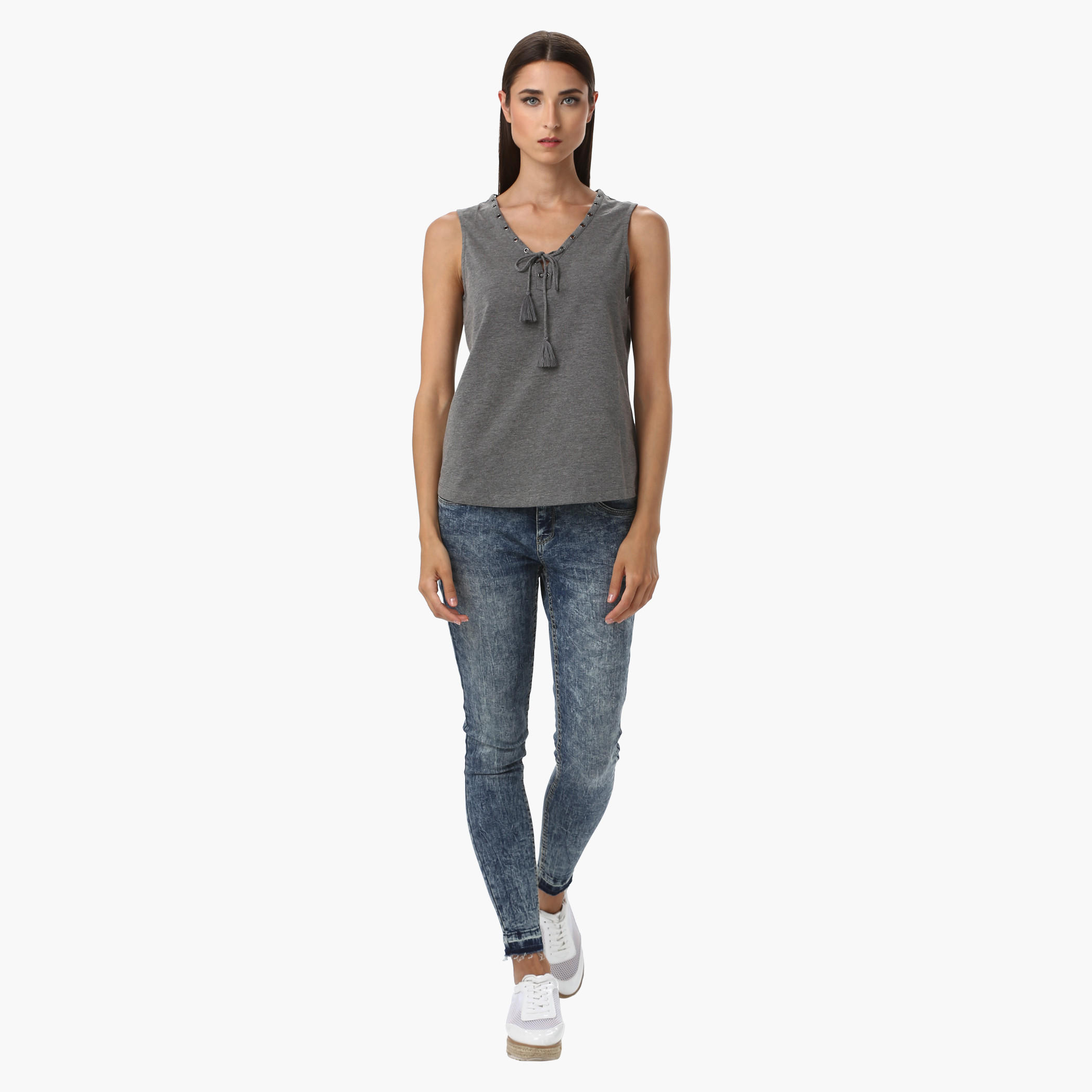 V-Neck Tank Top with Tie-Up Front-women-clothing-tshirts-image-10