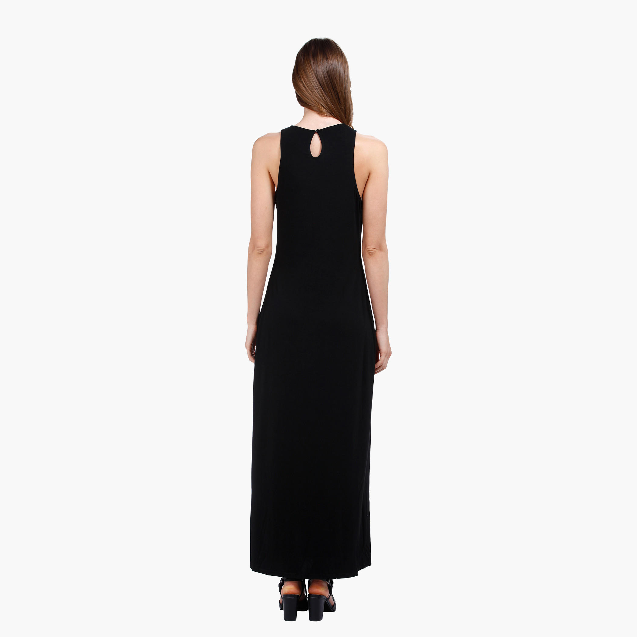 Sleeveless Maxi Dress with Round Neck and Necklace-women-clothing-dresses-image-2