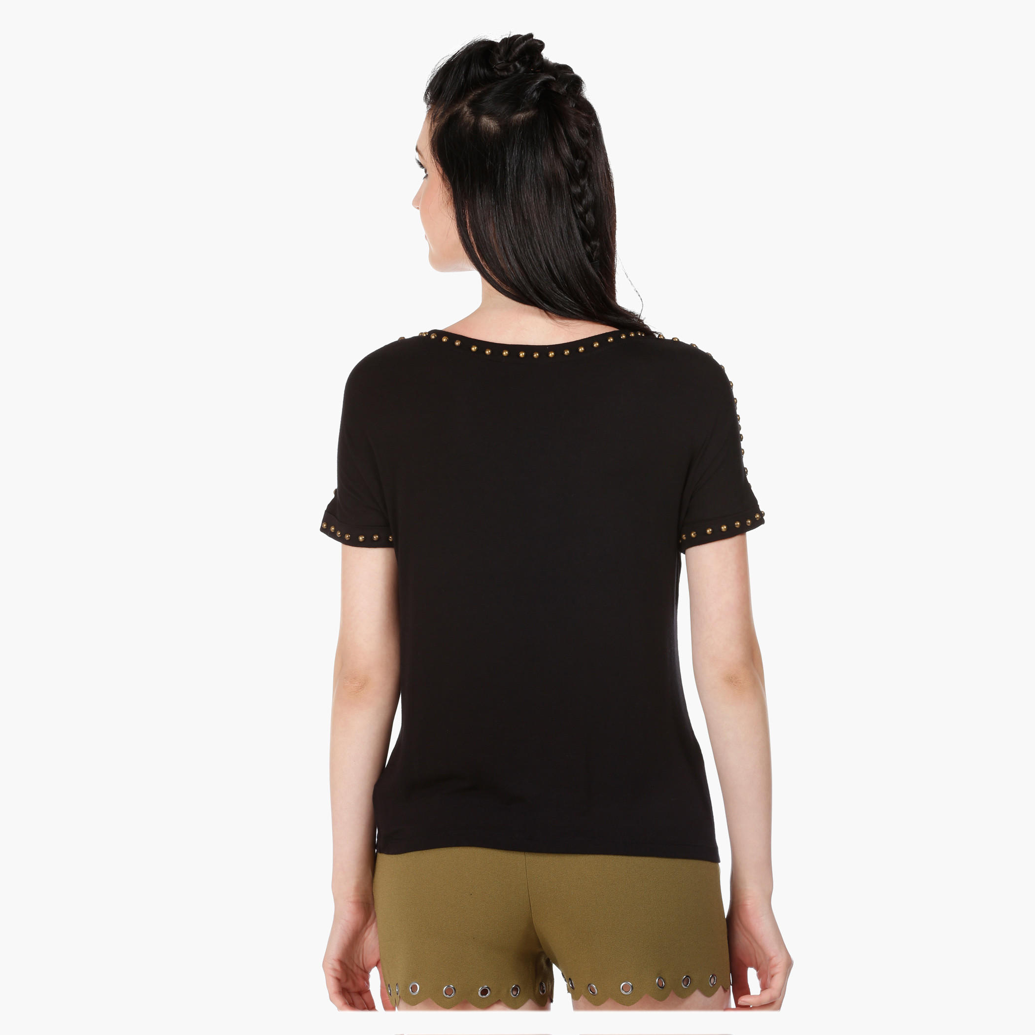 Drop Shoulder Top with Studs in Regular Fit-women-clothing-tshirts-image-4