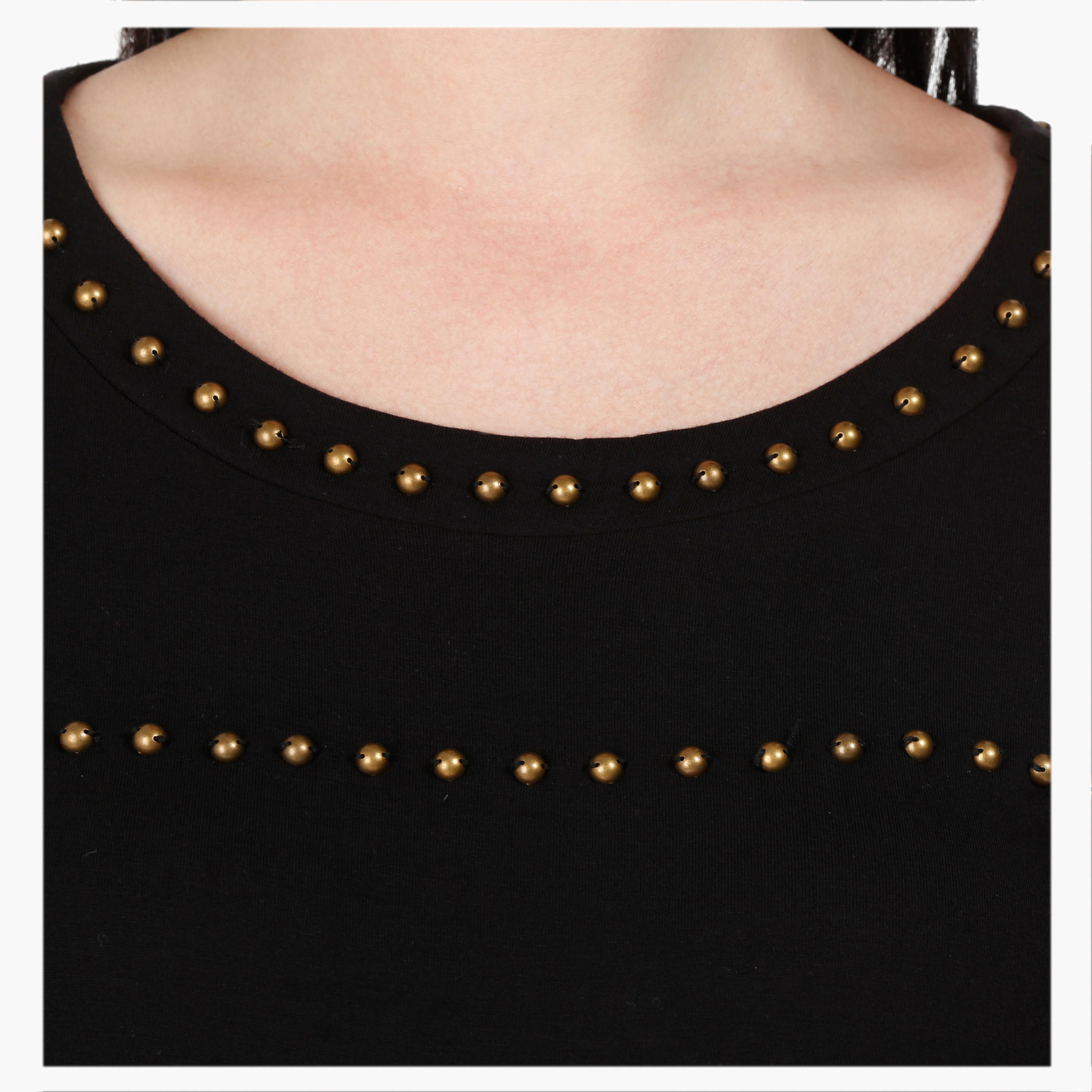 Drop Shoulder Top with Studs in Regular Fit-women-clothing-tshirts-image-2