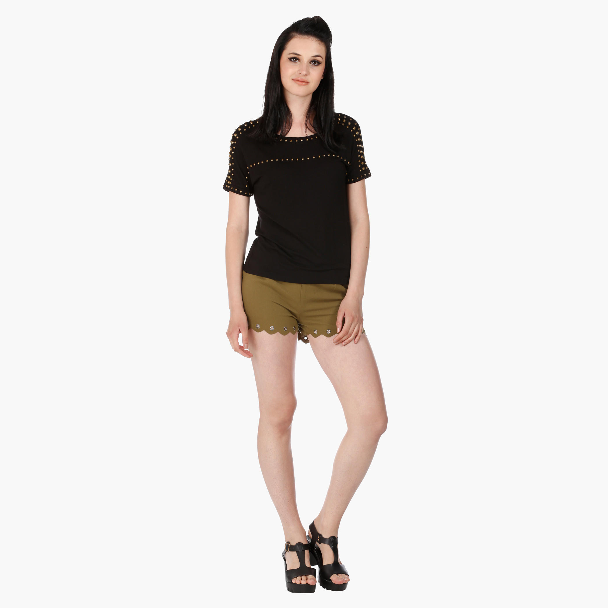Drop Shoulder Top with Studs in Regular Fit-women-clothing-tshirts-image-1