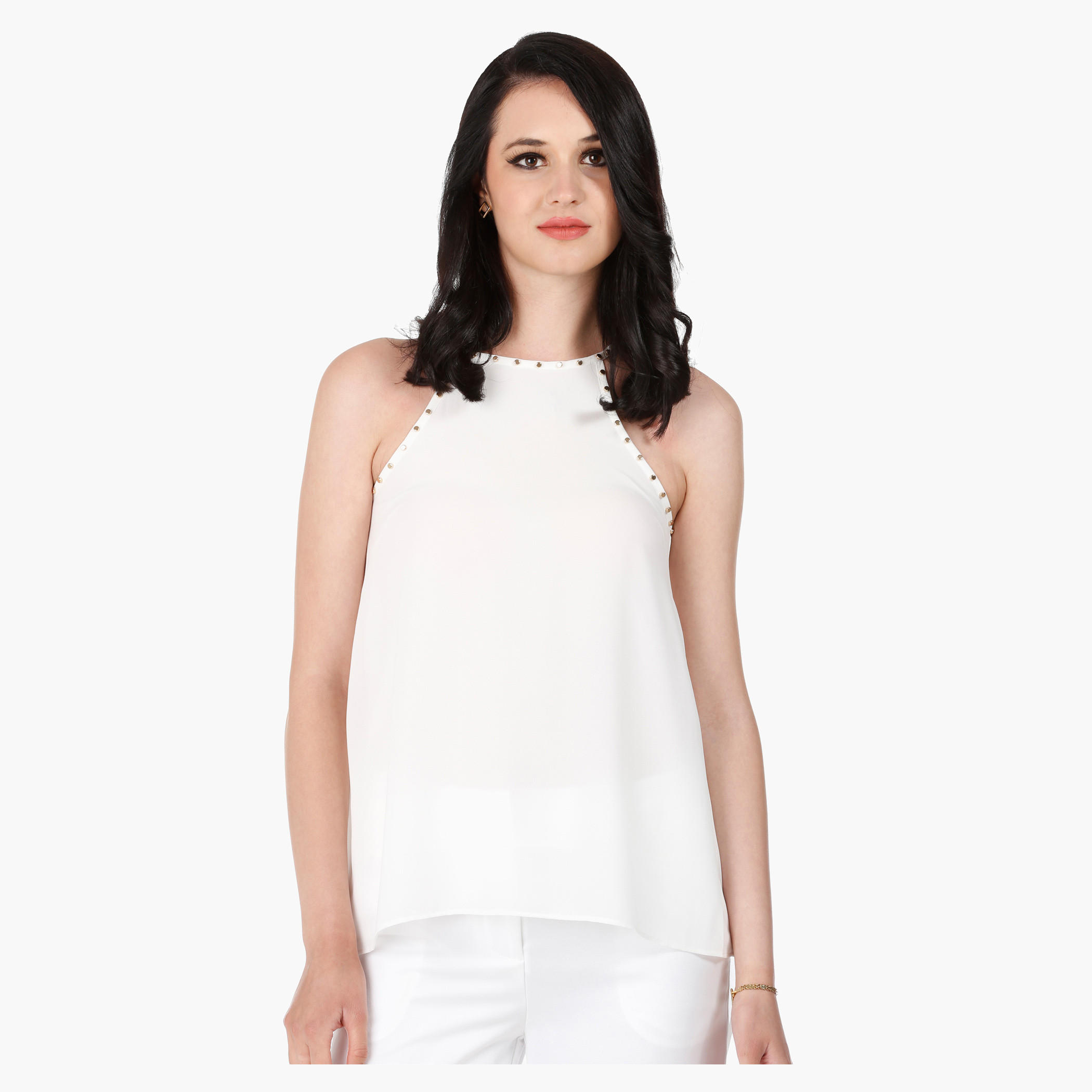 Strappy Crew Neck Top with Studs in Regular Fit-women-clothing-shirtsandblouses-blouses-image-6