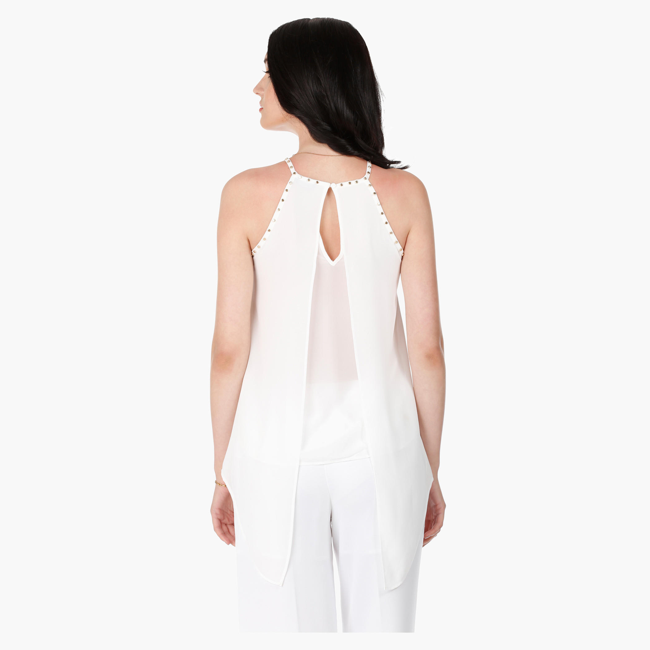 Strappy Crew Neck Top with Studs in Regular Fit-women-clothing-shirtsandblouses-blouses-image-7