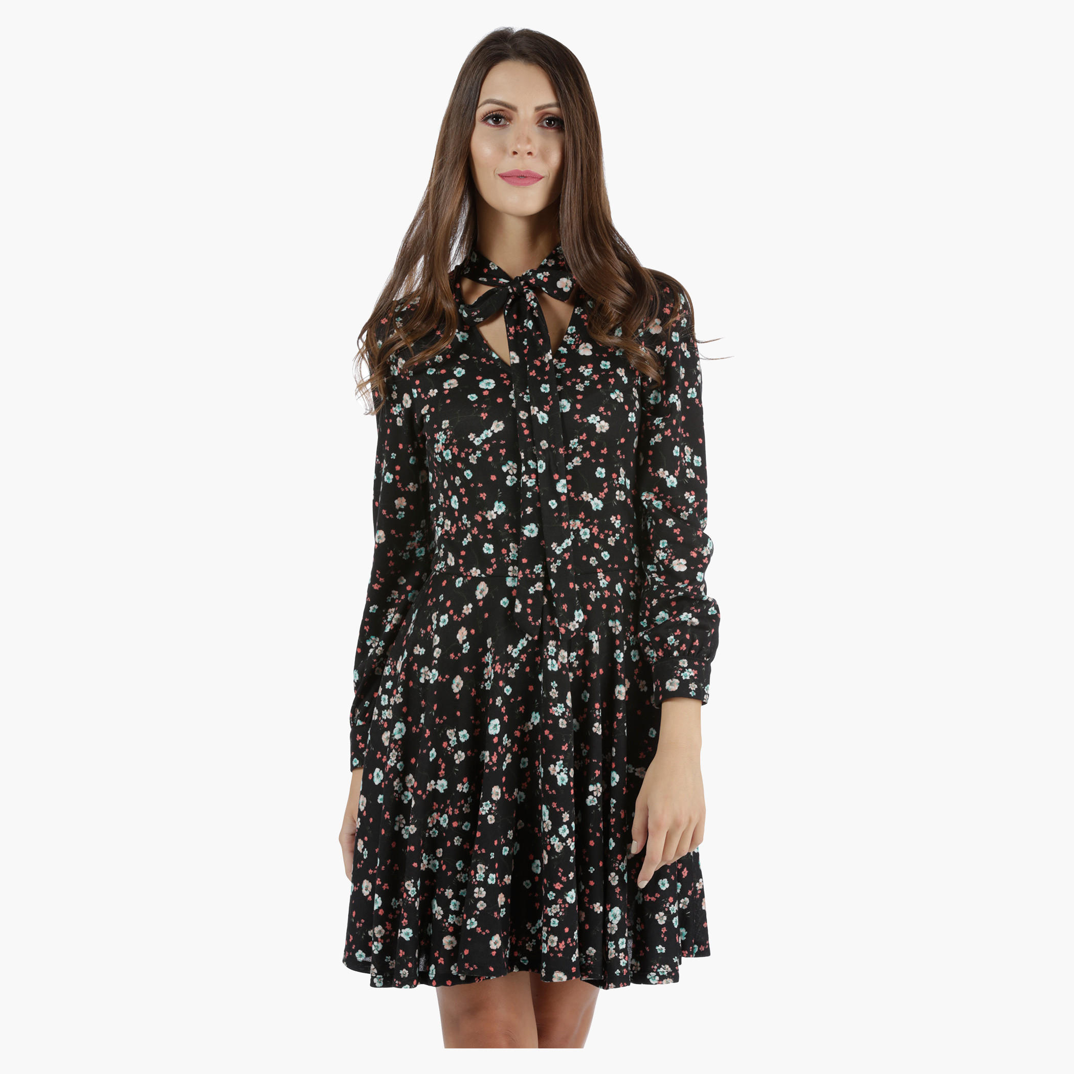 Skater Dress with Pussy Bow in Regular Fit-women-clothing-dresses-image-1