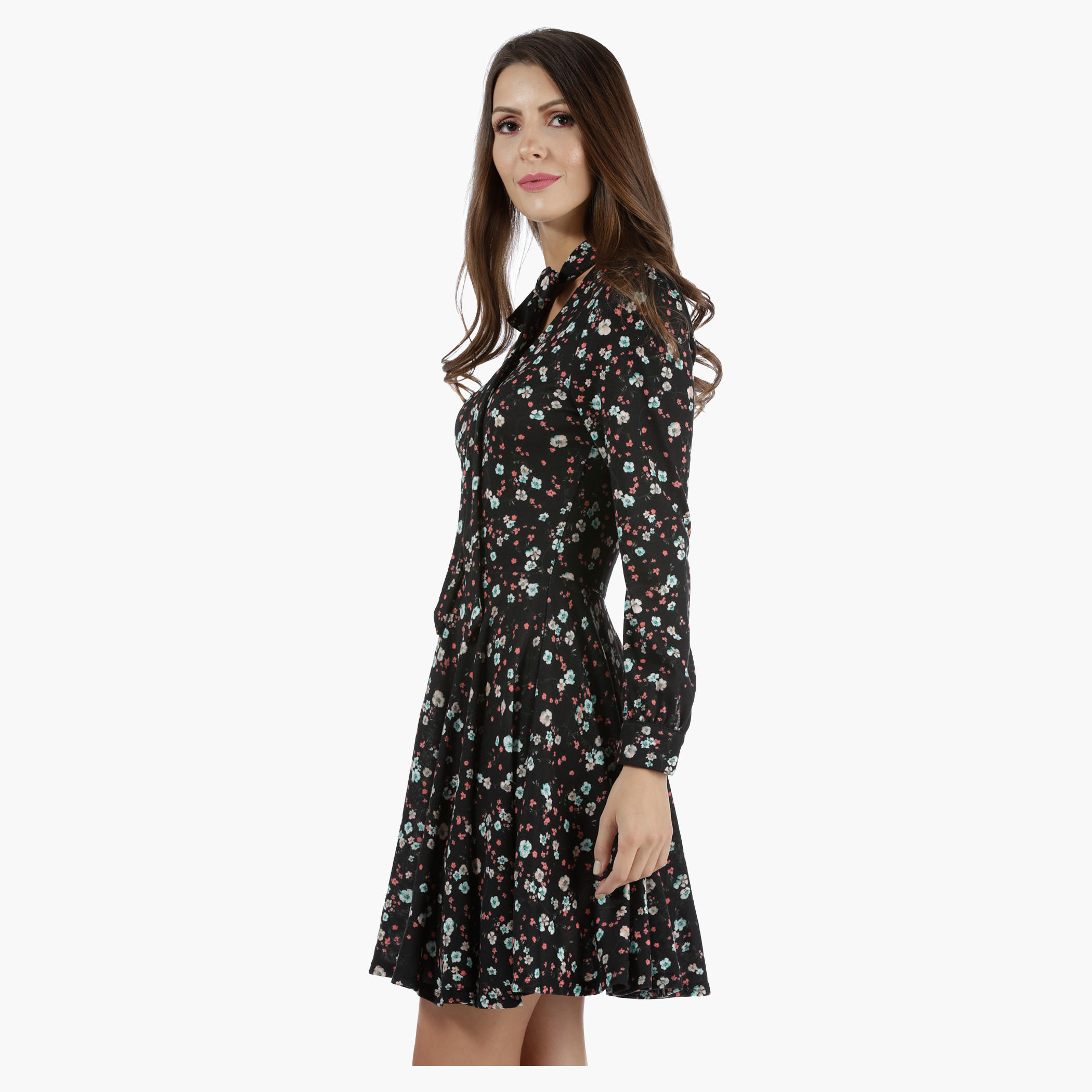 Skater Dress with Pussy Bow in Regular Fit-women-clothing-dresses-image-3