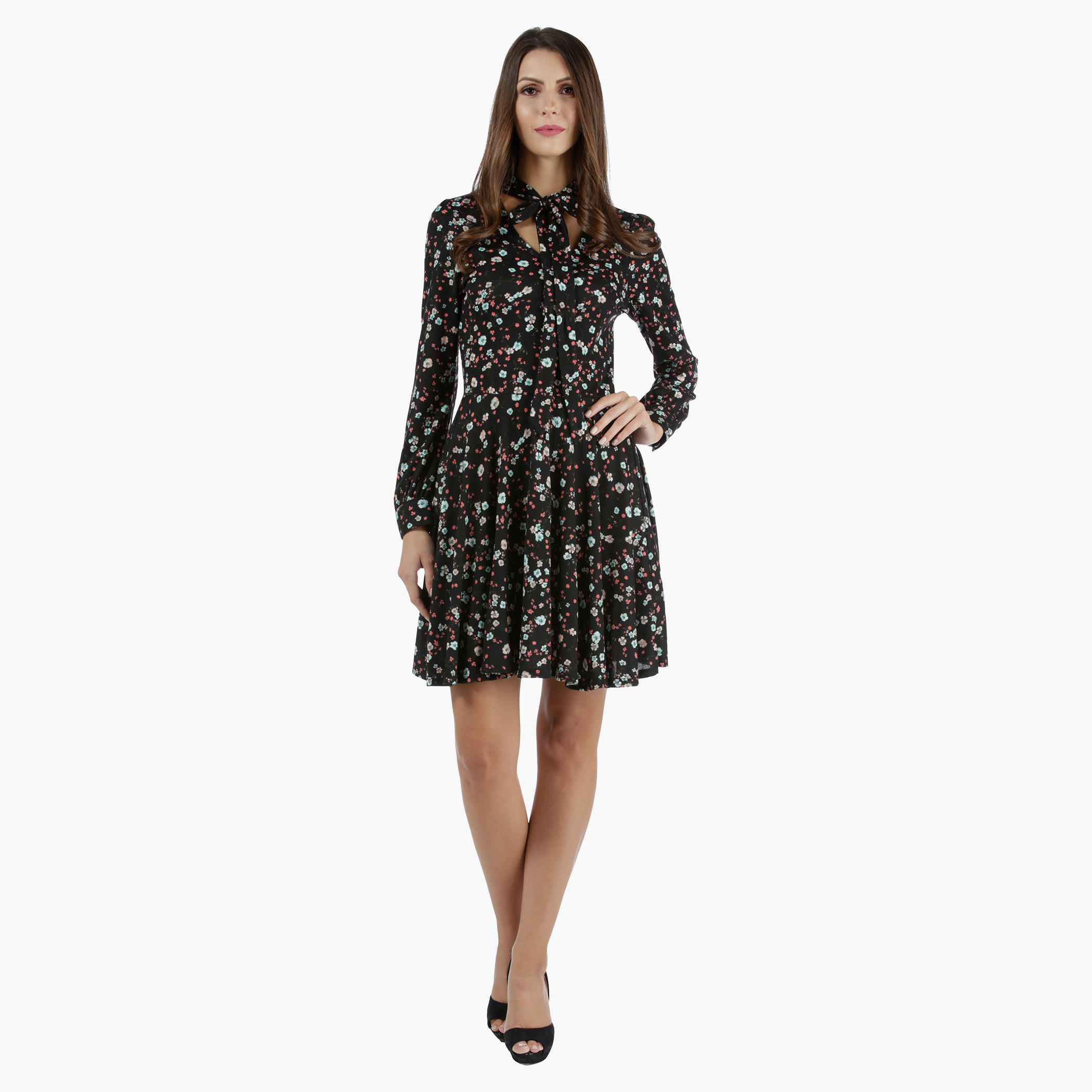 Skater Dress with Pussy Bow in Regular Fit-women-clothing-dresses-image-5