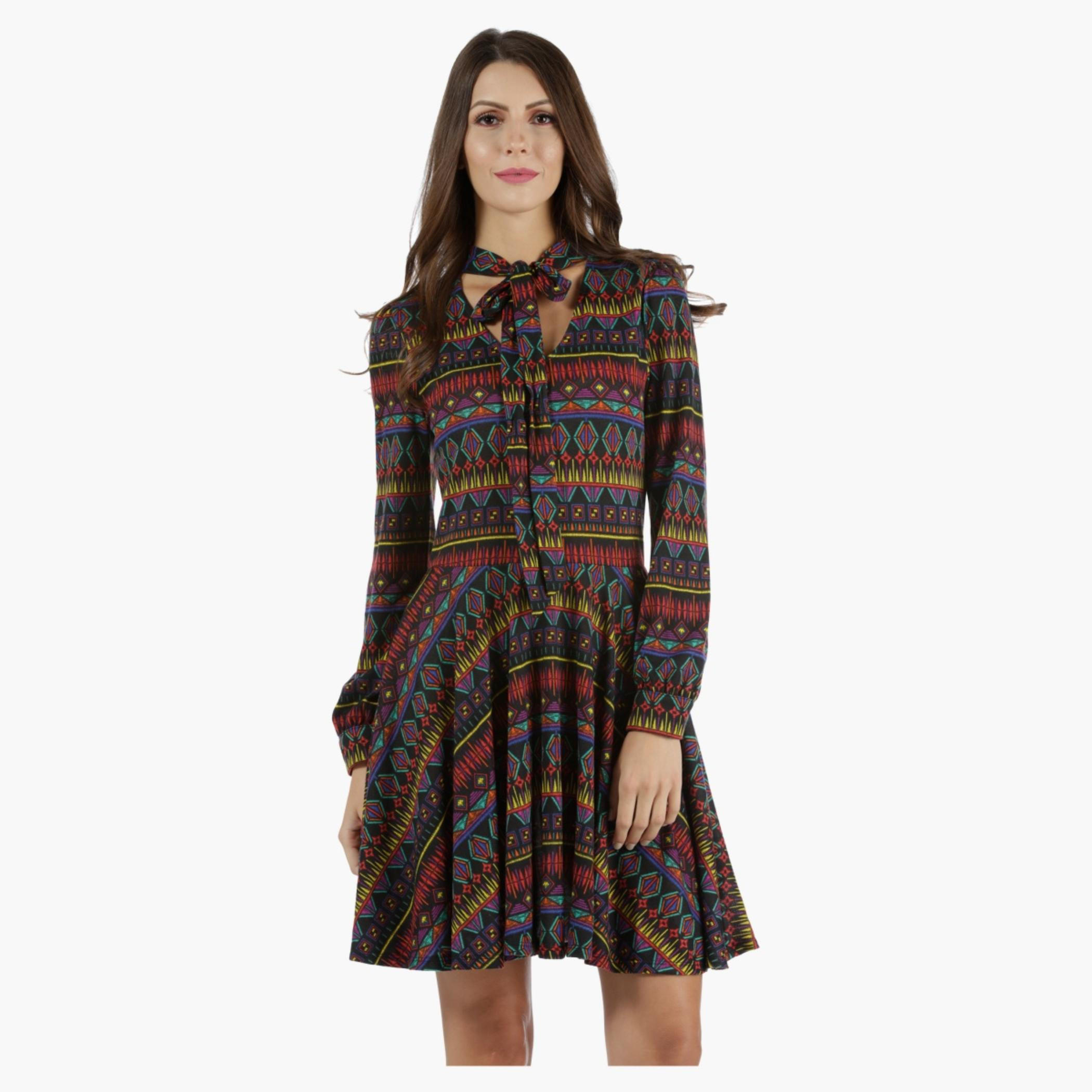 Skater Dress with Pussy Bow in Regular Fit-women-clothing-dresses-image-1