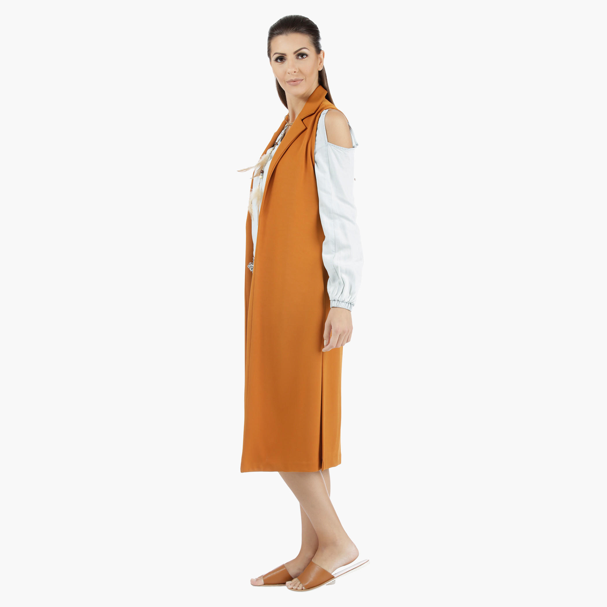 Sleeveless Long Jacket in Regular Fit-women-winterwear-coatsandjackets-jackets-image-3