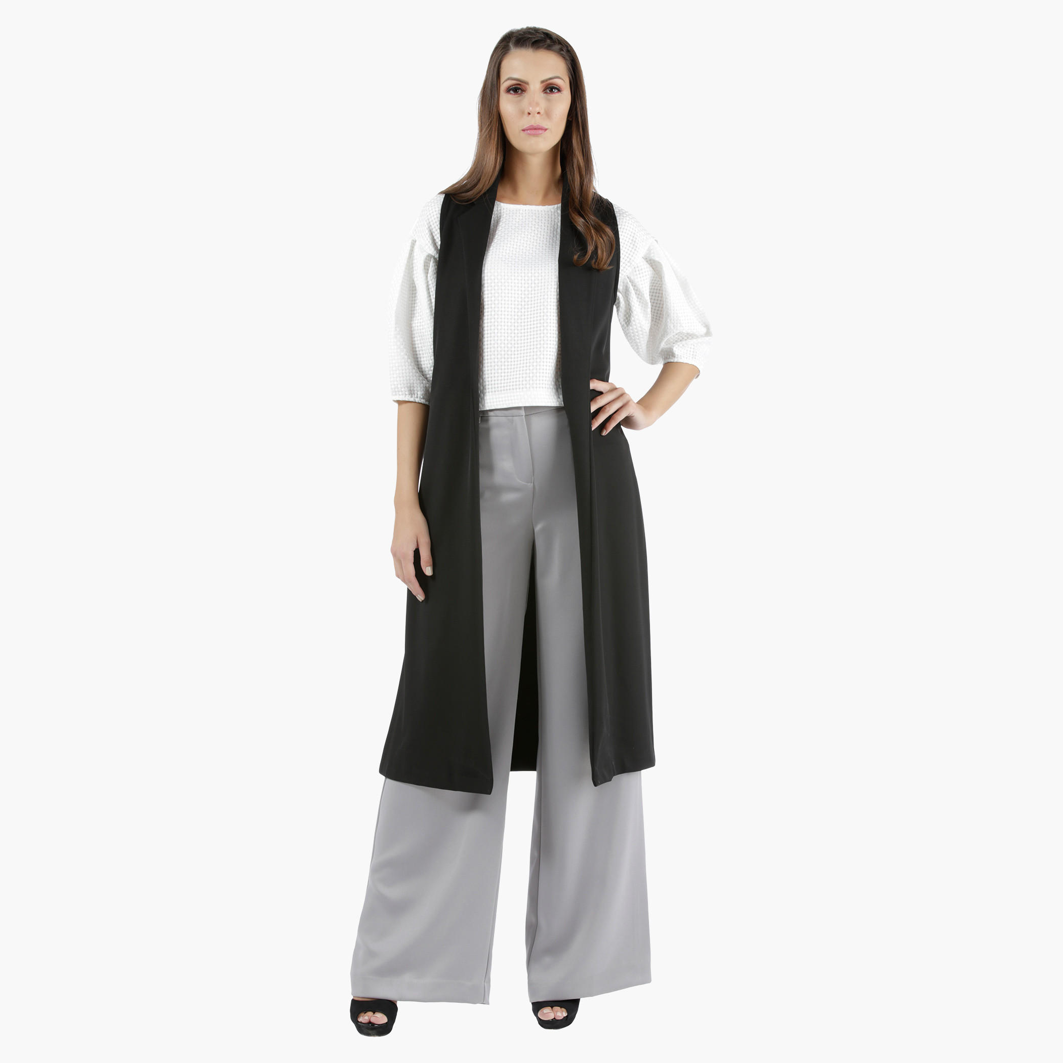 Sleeveless Long Jacket in Regular Fit-women-winterwear-coatsandjackets-jackets-image-5
