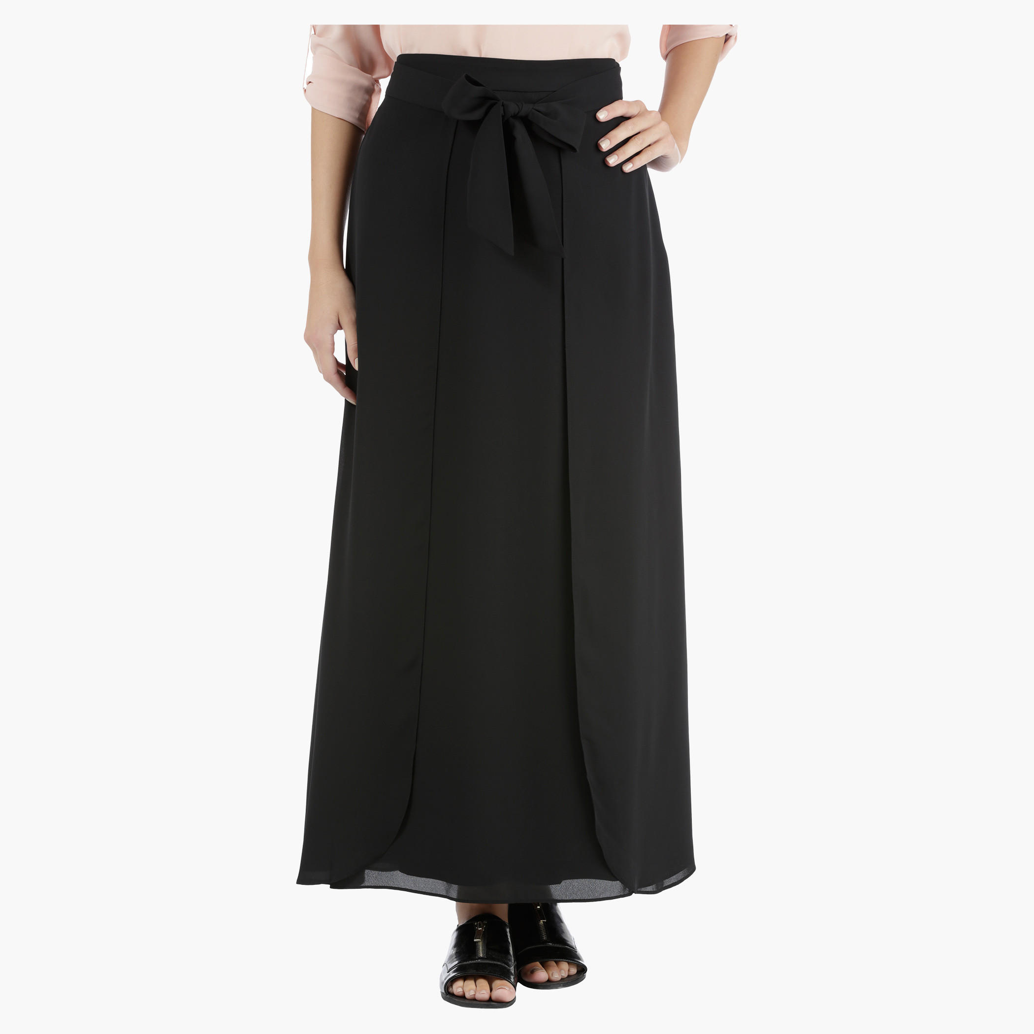 Maxi Skirt with Tie-Up Detail in Regular Fit-women-clothing-bottoms-skirts-image-1