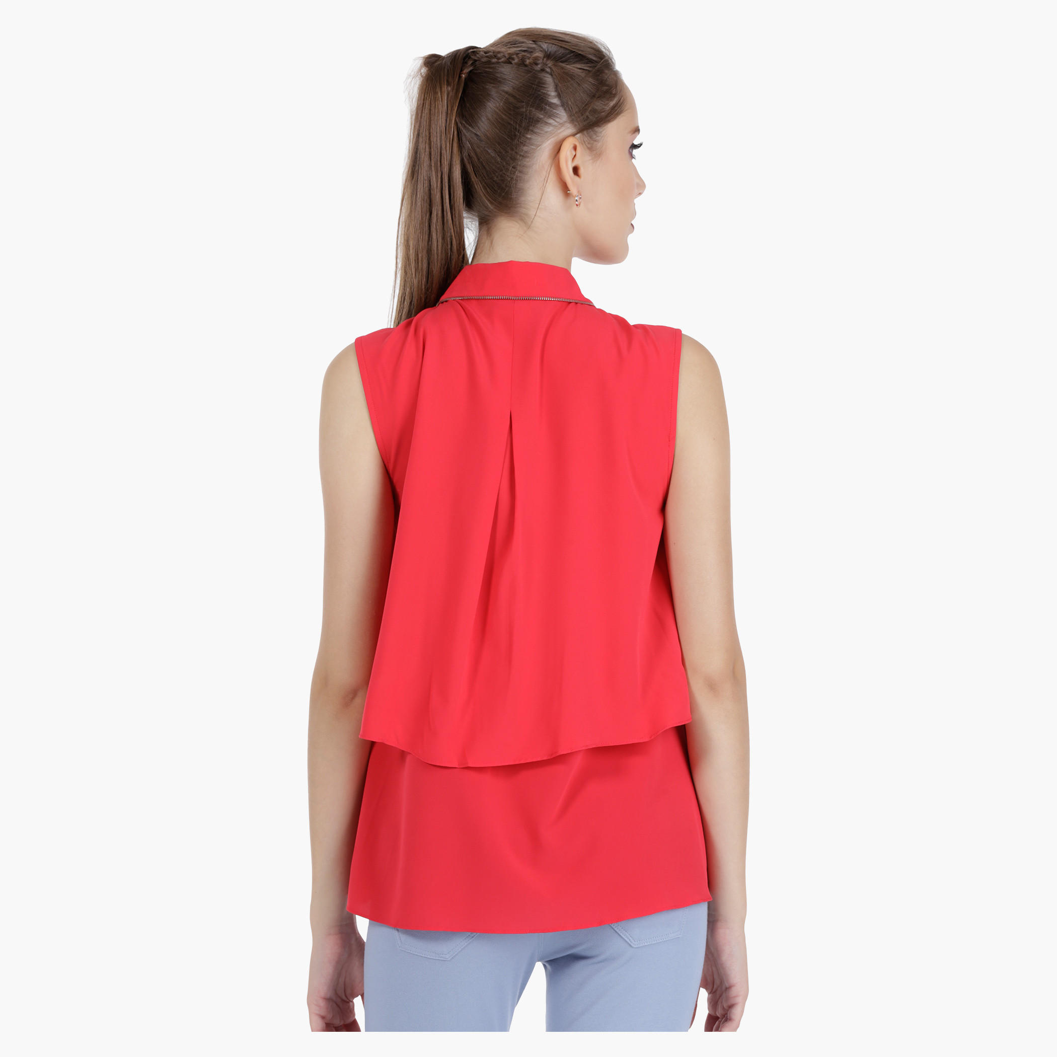 Sleeveless Double Layer Shirt in Regular Fit-women-clothing-shirtsandblouses-blouses-image-2
