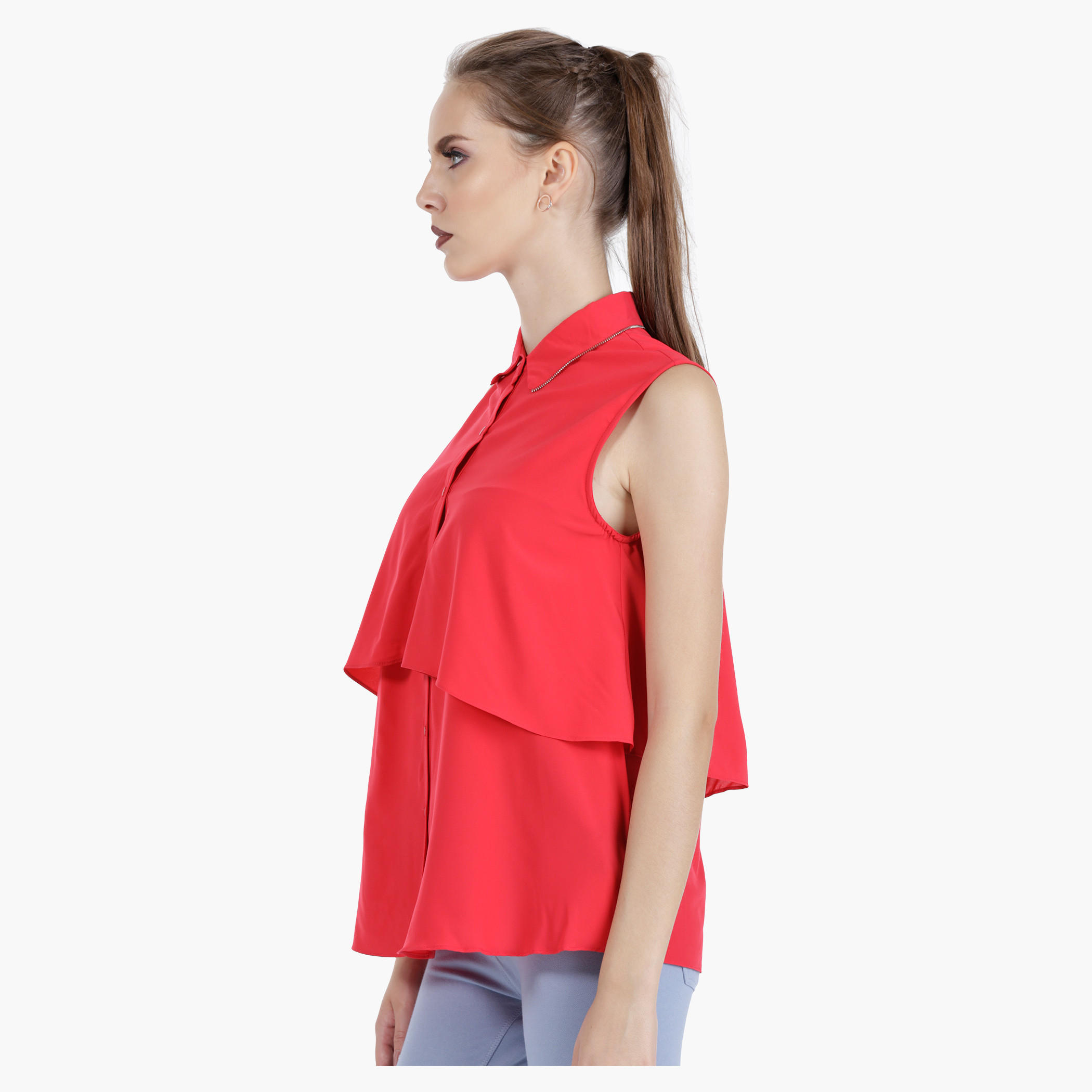 Sleeveless Double Layer Shirt in Regular Fit-women-clothing-shirtsandblouses-blouses-image-3