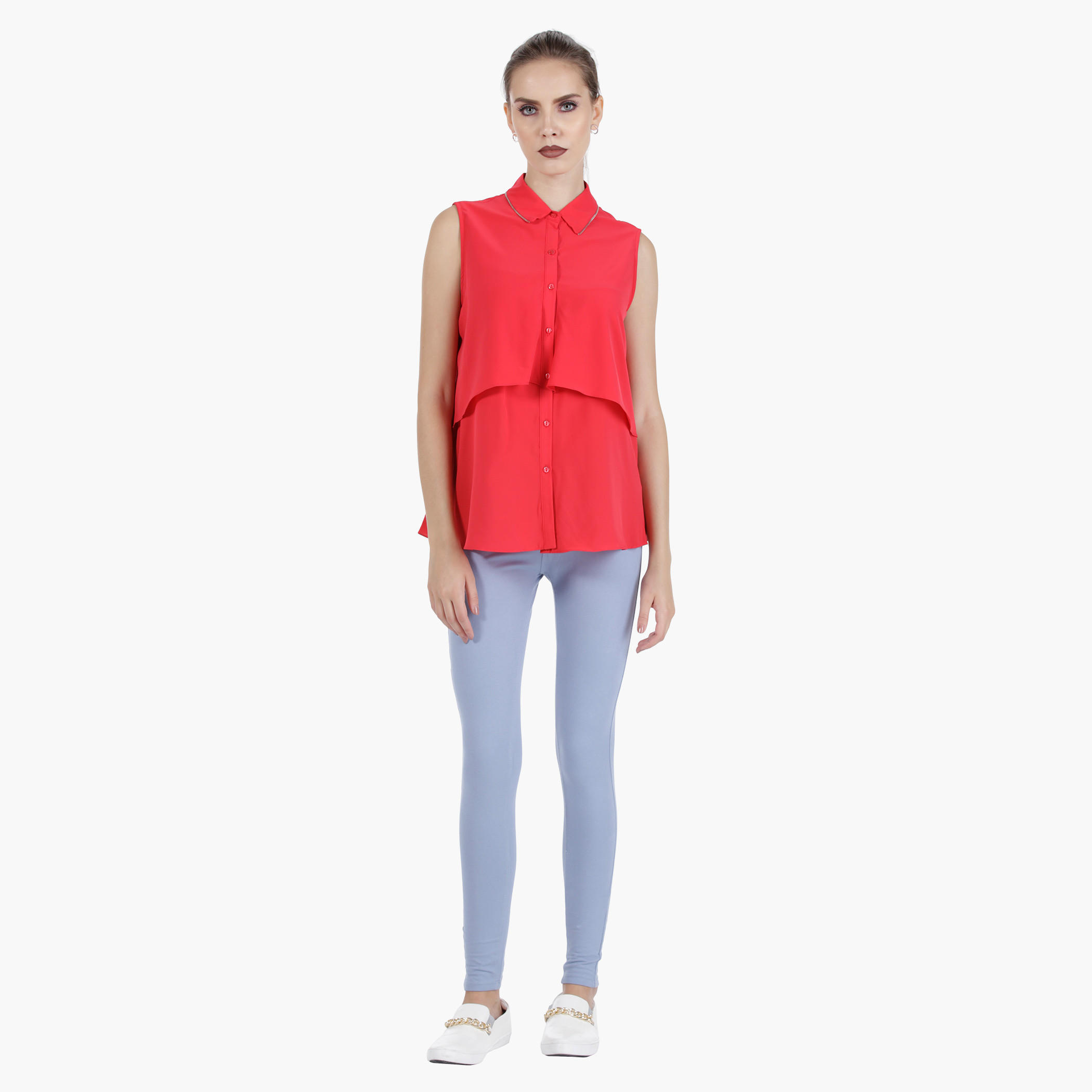 Sleeveless Double Layer Shirt in Regular Fit-women-clothing-shirtsandblouses-blouses-image-5