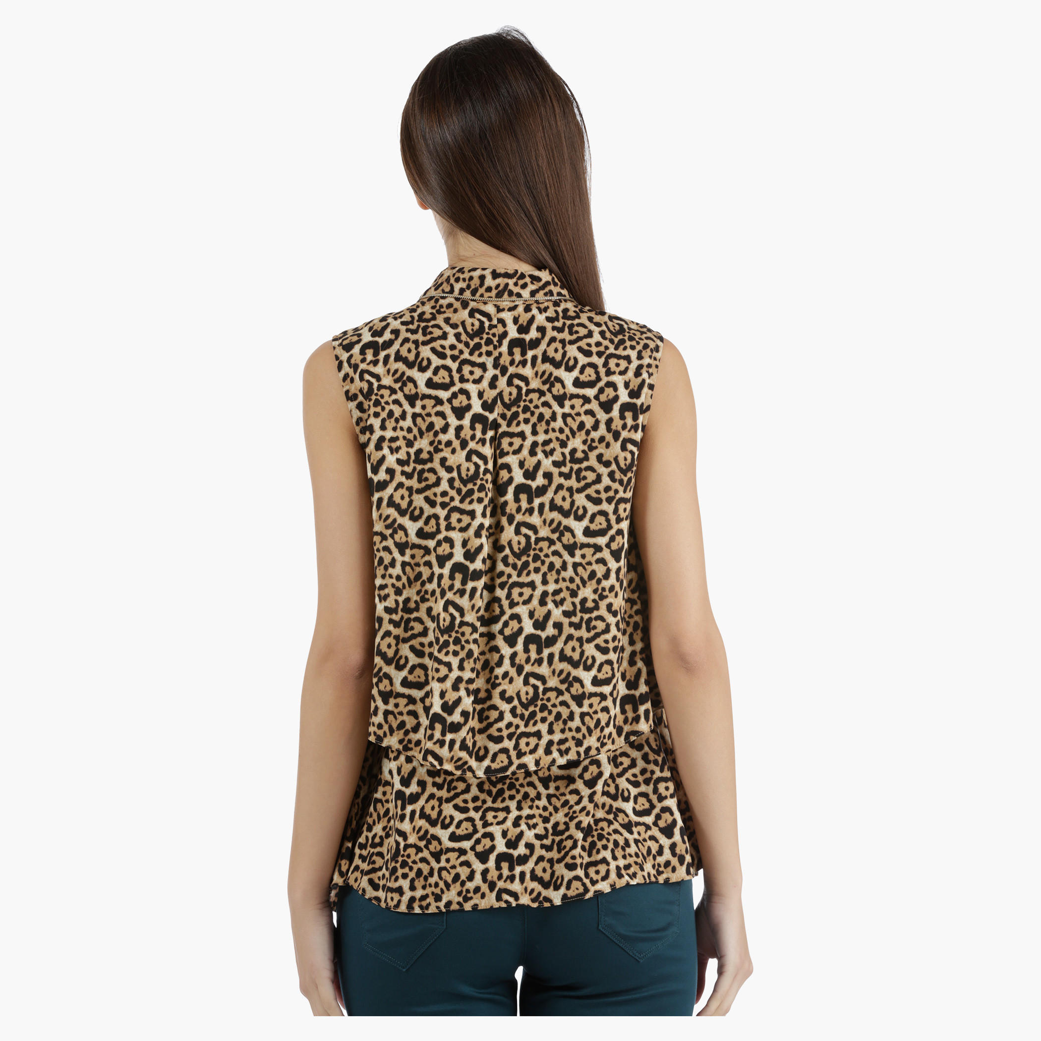Sleeveless Double Layer Shirt in Regular Fit-women-clothing-shirtsandblouses-blouses-image-2