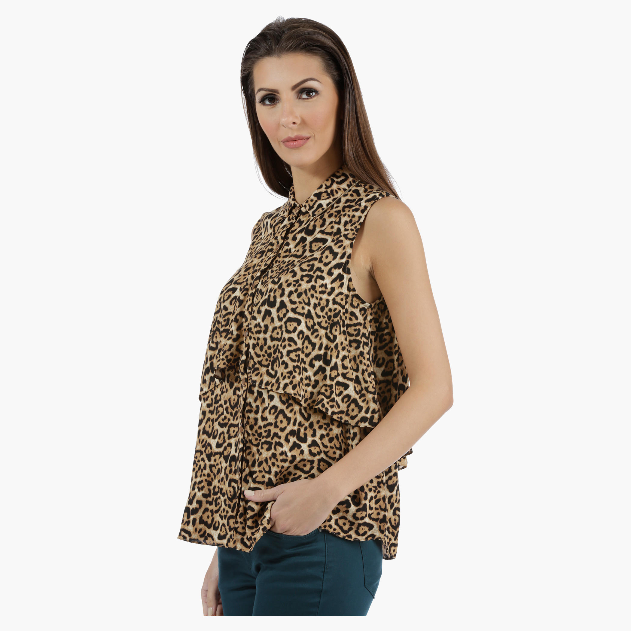 Sleeveless Double Layer Shirt in Regular Fit-women-clothing-shirtsandblouses-blouses-image-3