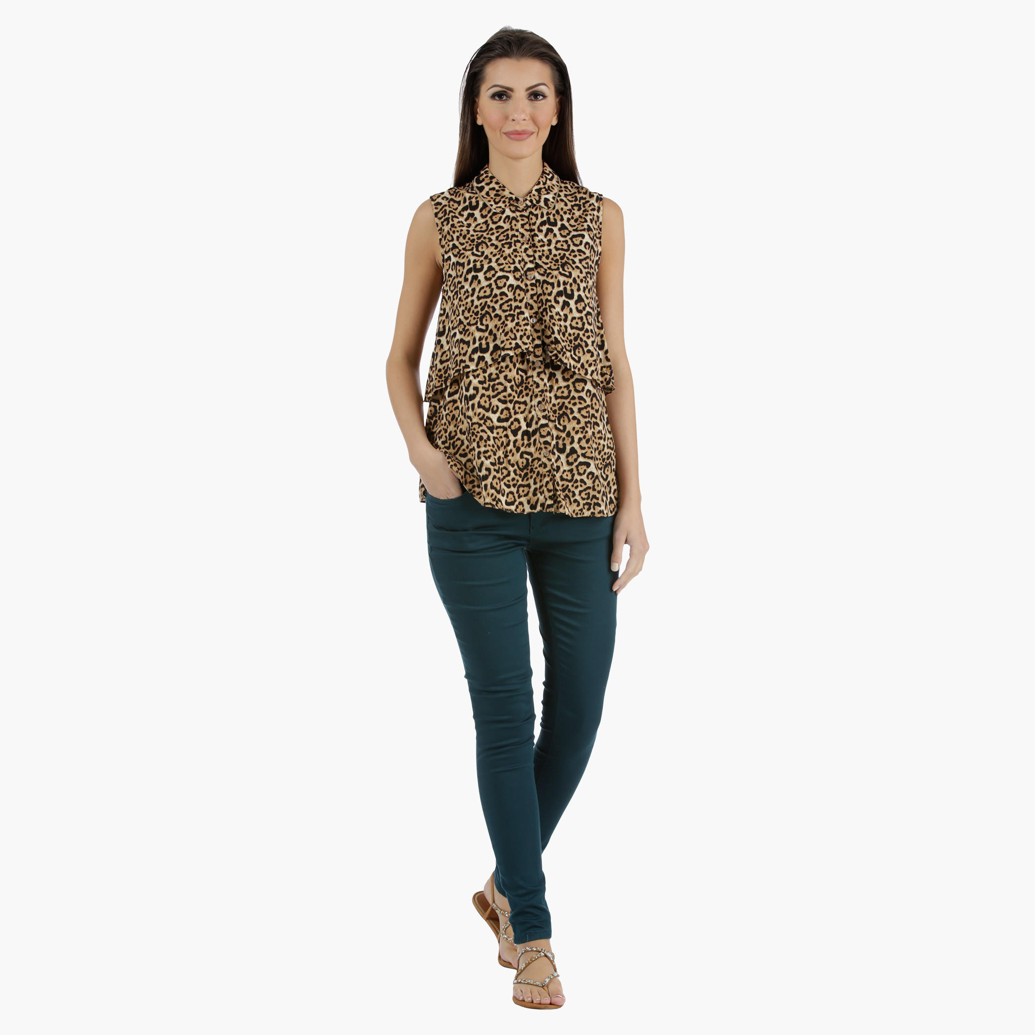 Sleeveless Double Layer Shirt in Regular Fit-women-clothing-shirtsandblouses-blouses-image-5