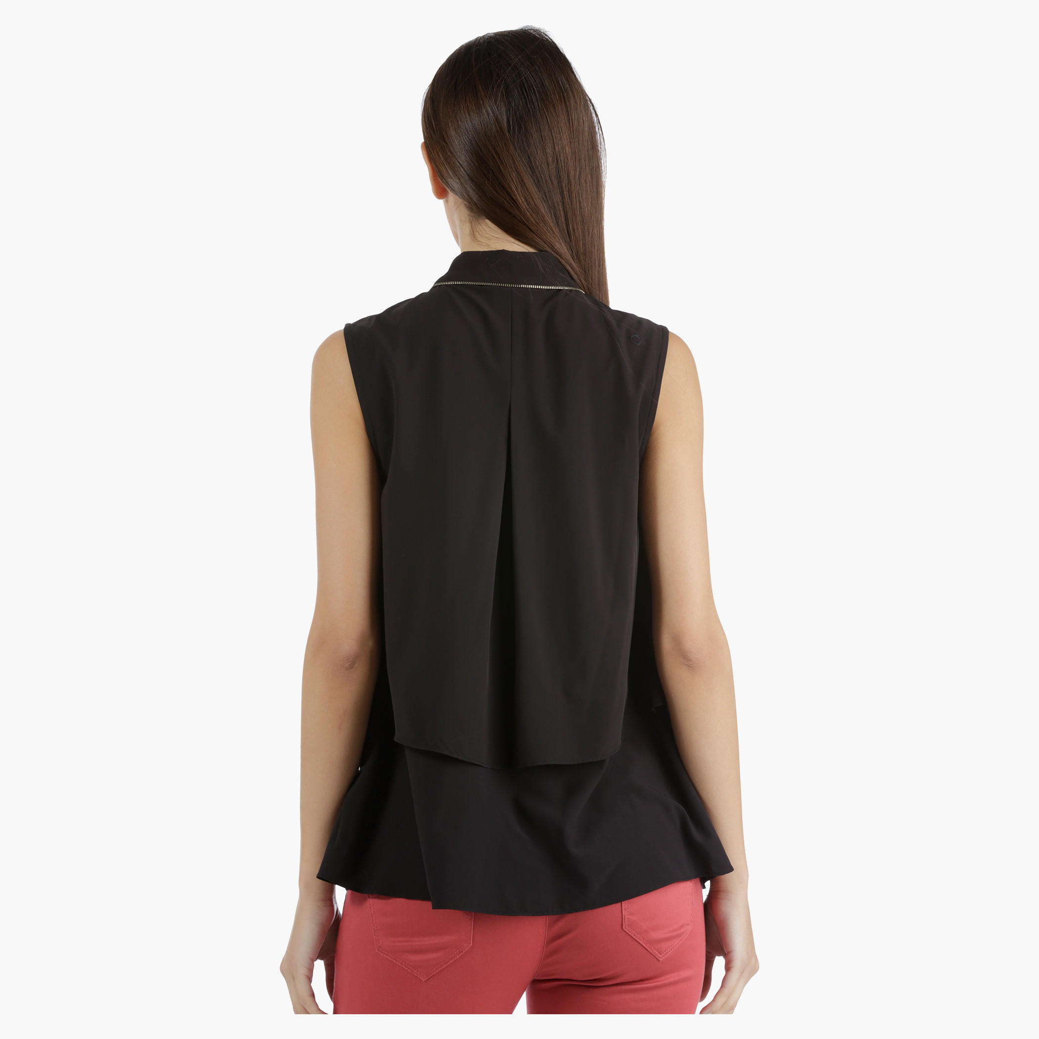 Sleeveless Double Layer Shirt in Regular Fit-women-clothing-shirtsandblouses-blouses-image-2