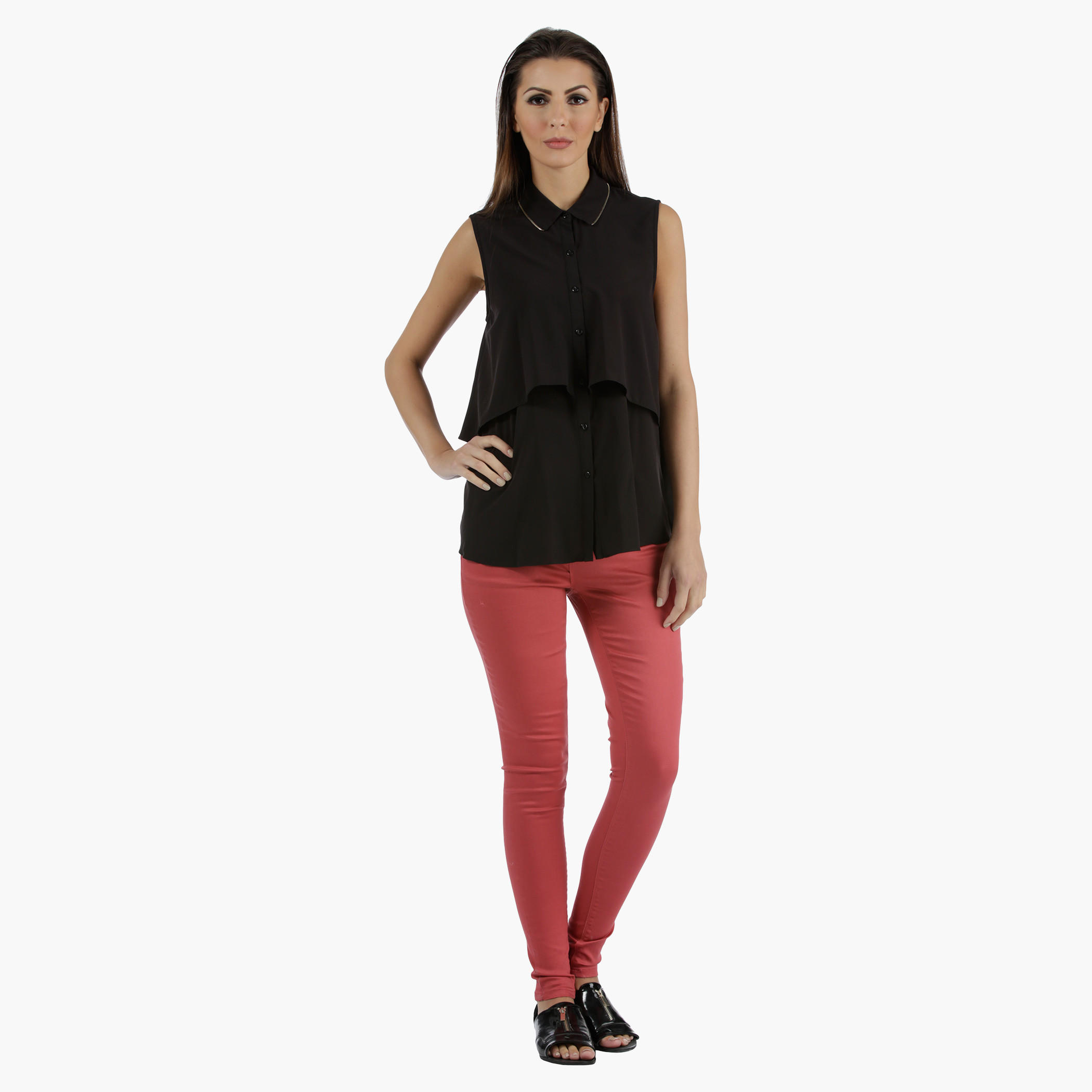 Sleeveless Double Layer Shirt in Regular Fit-women-clothing-shirtsandblouses-blouses-image-5