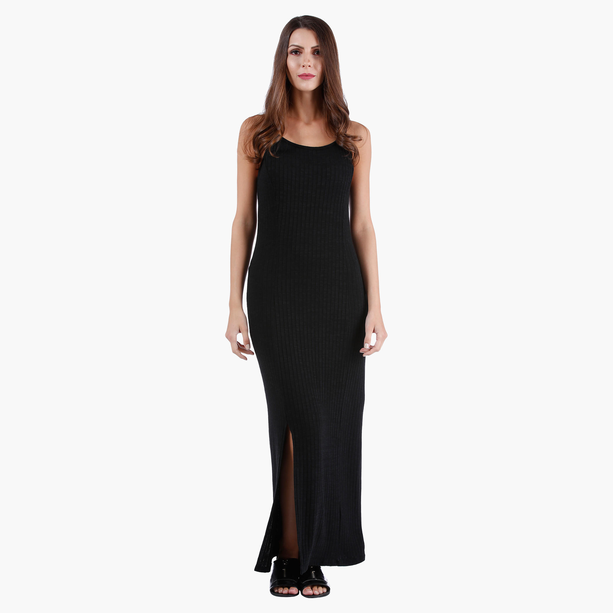 Strappy Column Maxi Dress with Slit in Regular Fit-women-clothing-dresses-image-1