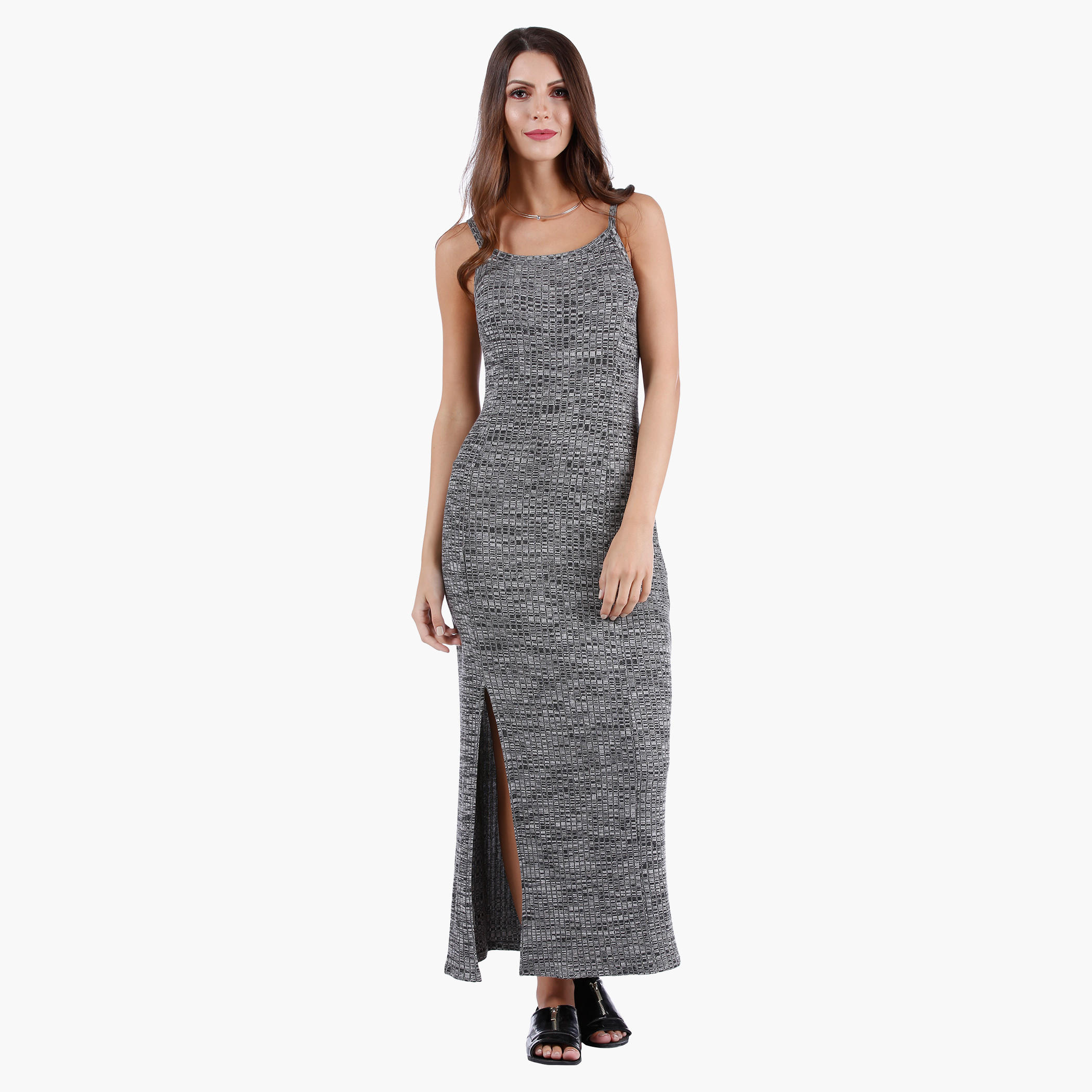Strappy Column Maxi Dress with Slit in Regular Fit-women-clothing-dresses-image-1