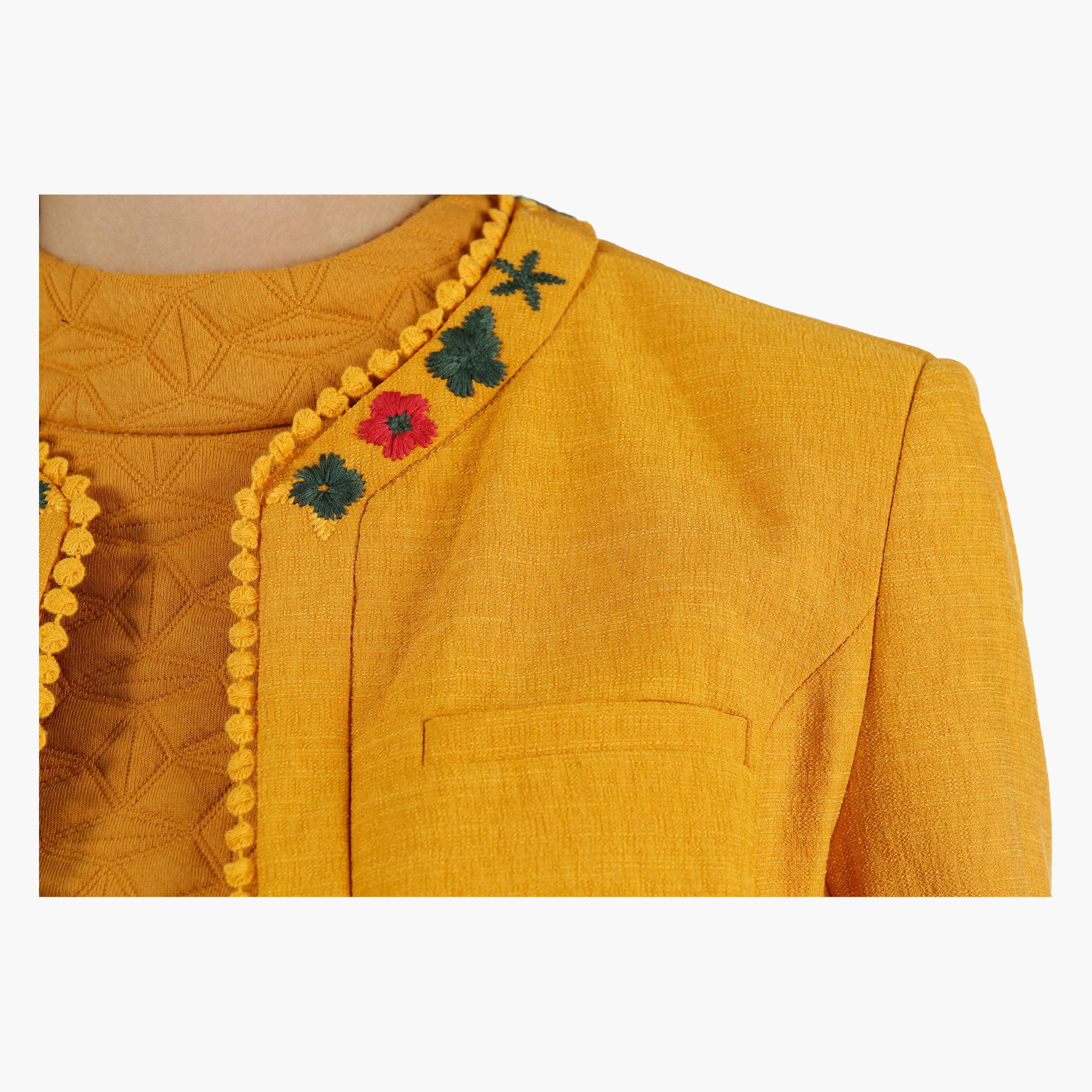 Cropped Jacket with 3D Florals in Regular Fit-women-winterwear-coatsandjackets-jackets-image-2