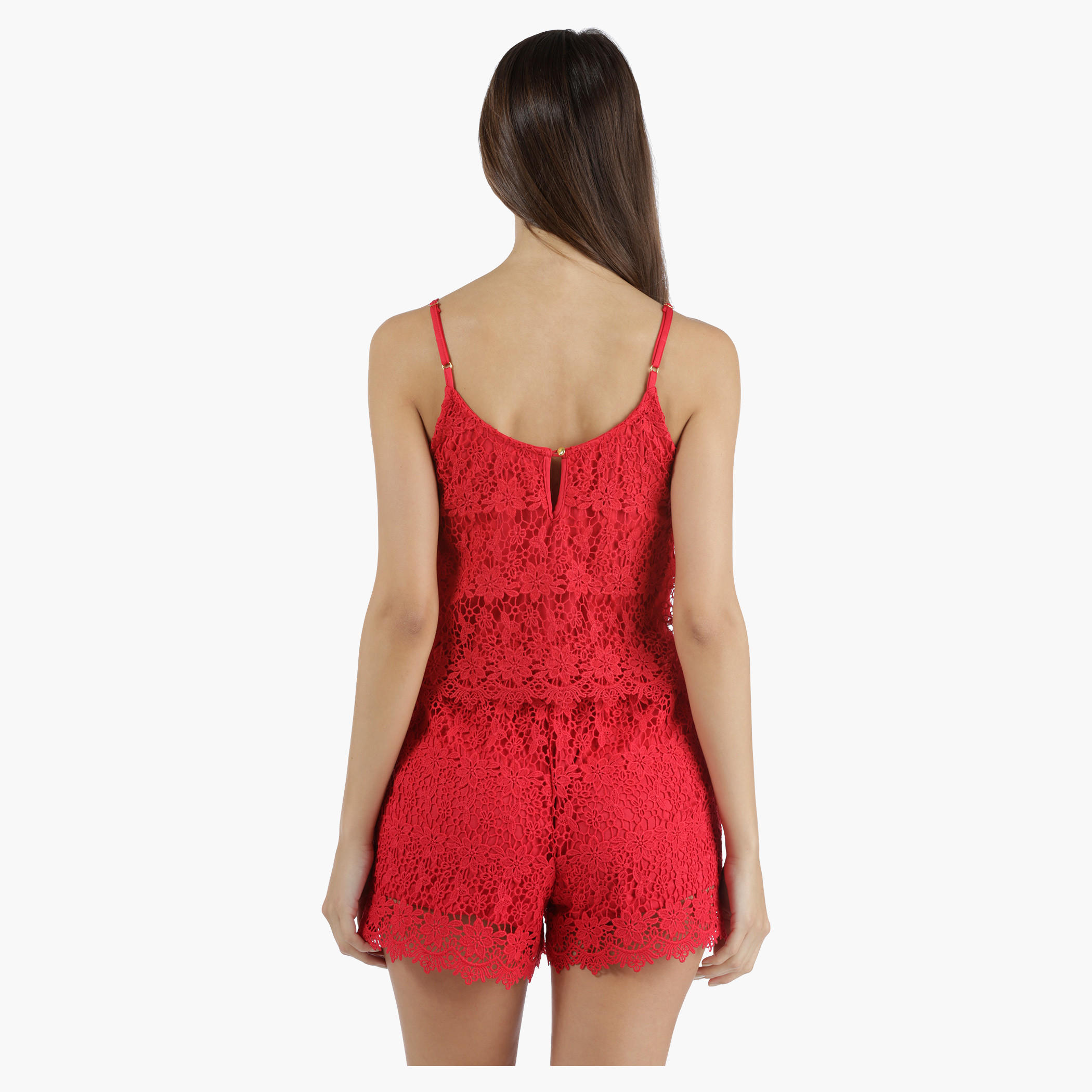 Lace Short Playsuit with Straps in Straight Fit-women-clothing-jumpsuits-image-2