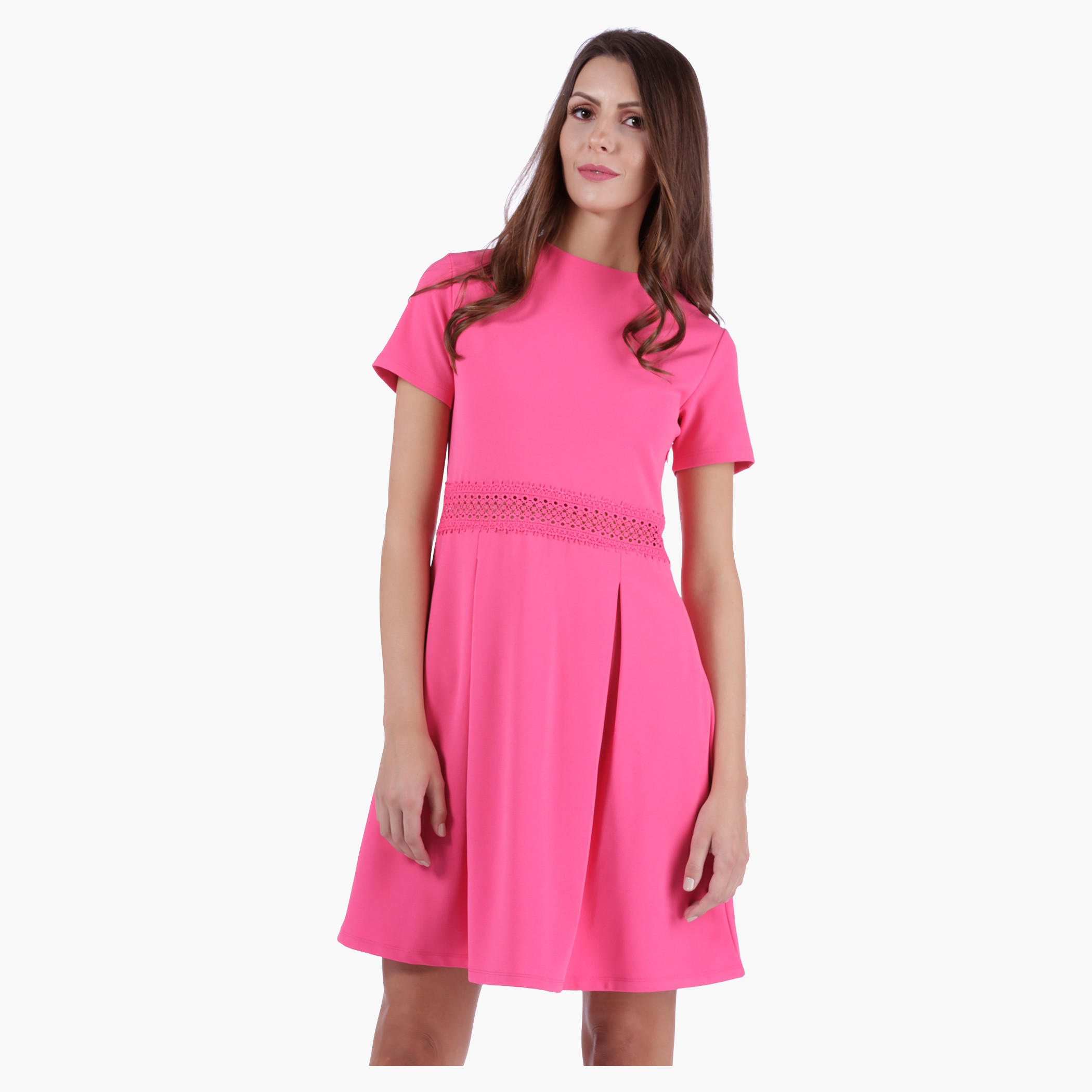 A-Line Dress with Floral lace Details in Regular Fit-women-clothing-dresses-image-1