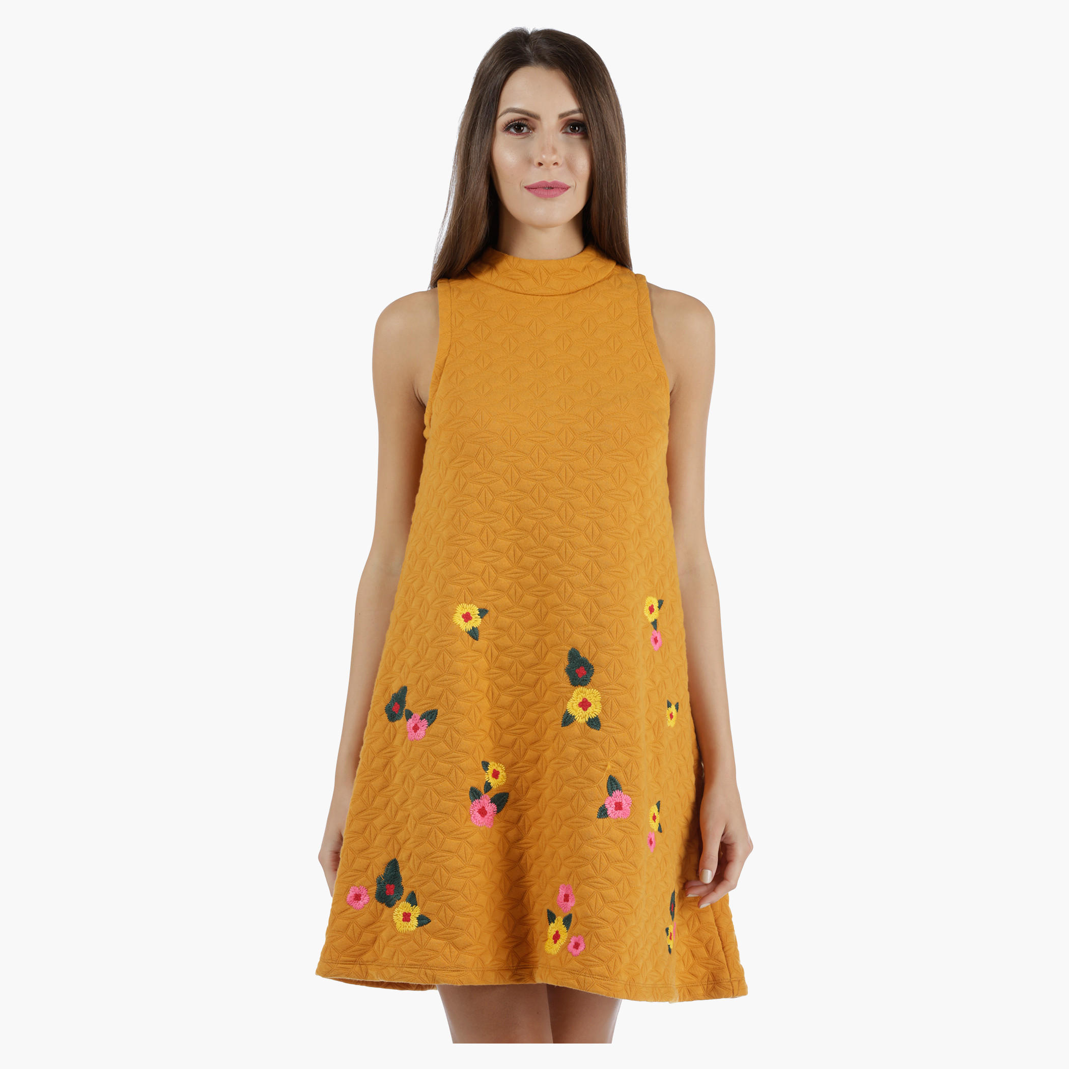 A-Line Mini Dress with 3D Florettes in Regular Fit-women-clothing-dresses-image-1