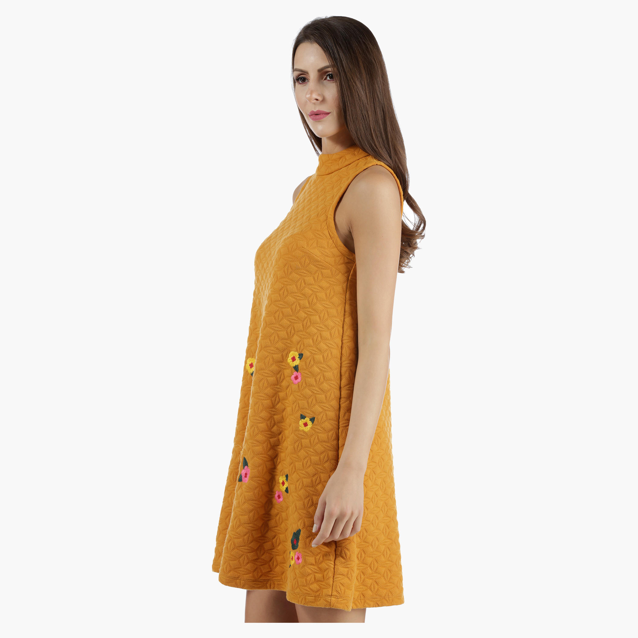 A-Line Mini Dress with 3D Florettes in Regular Fit-women-clothing-dresses-image-3