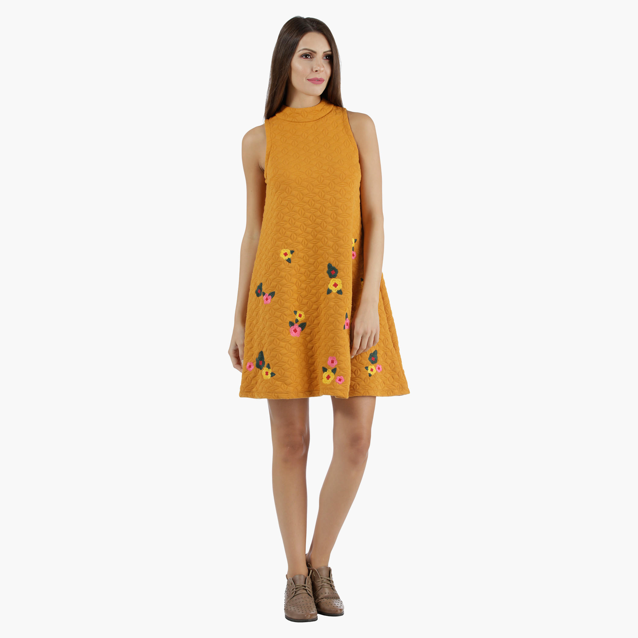 A-Line Mini Dress with 3D Florettes in Regular Fit-women-clothing-dresses-image-5