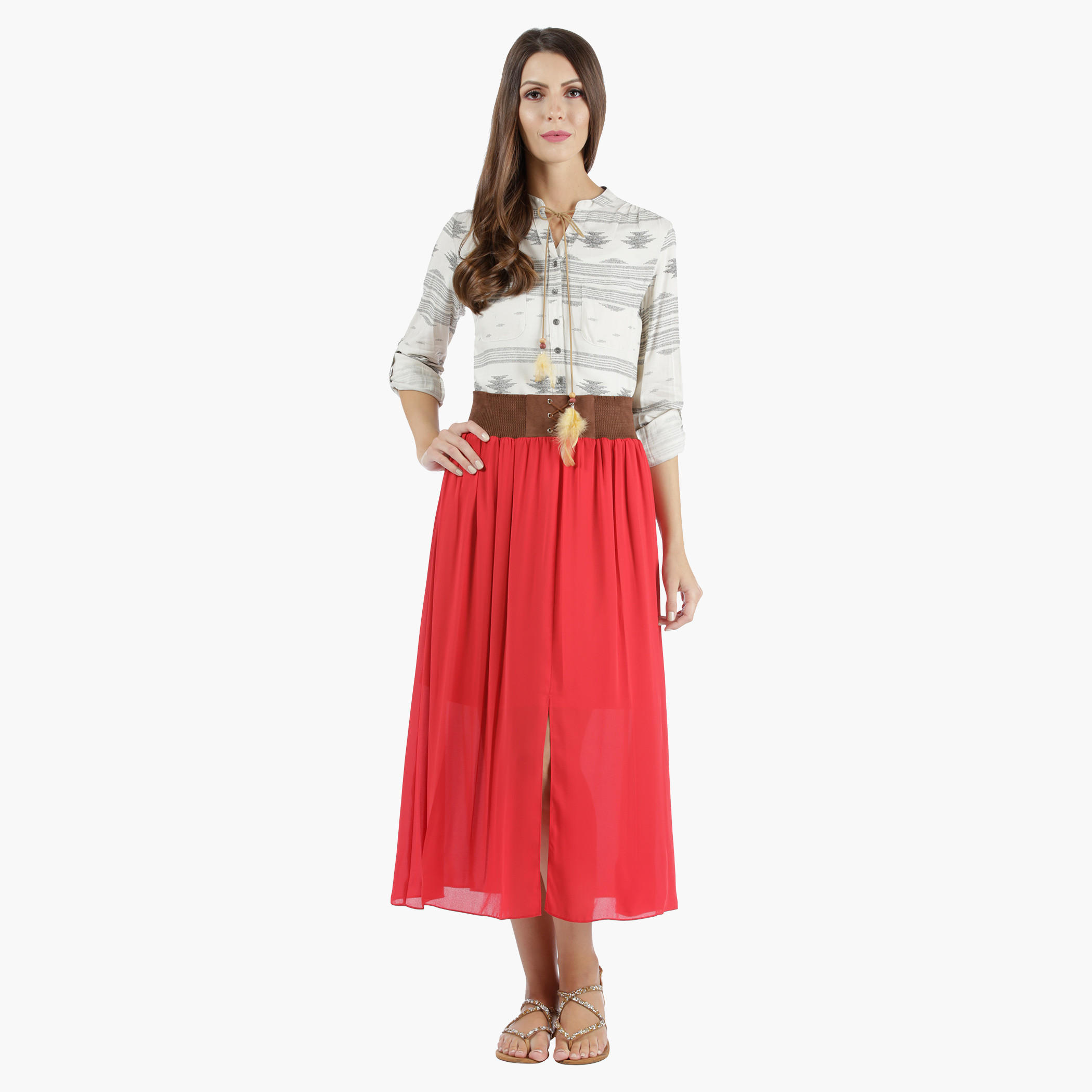 Full Skirt with Centre Slit in Regular Fit-women-clothing-bottoms-skirts-image-5