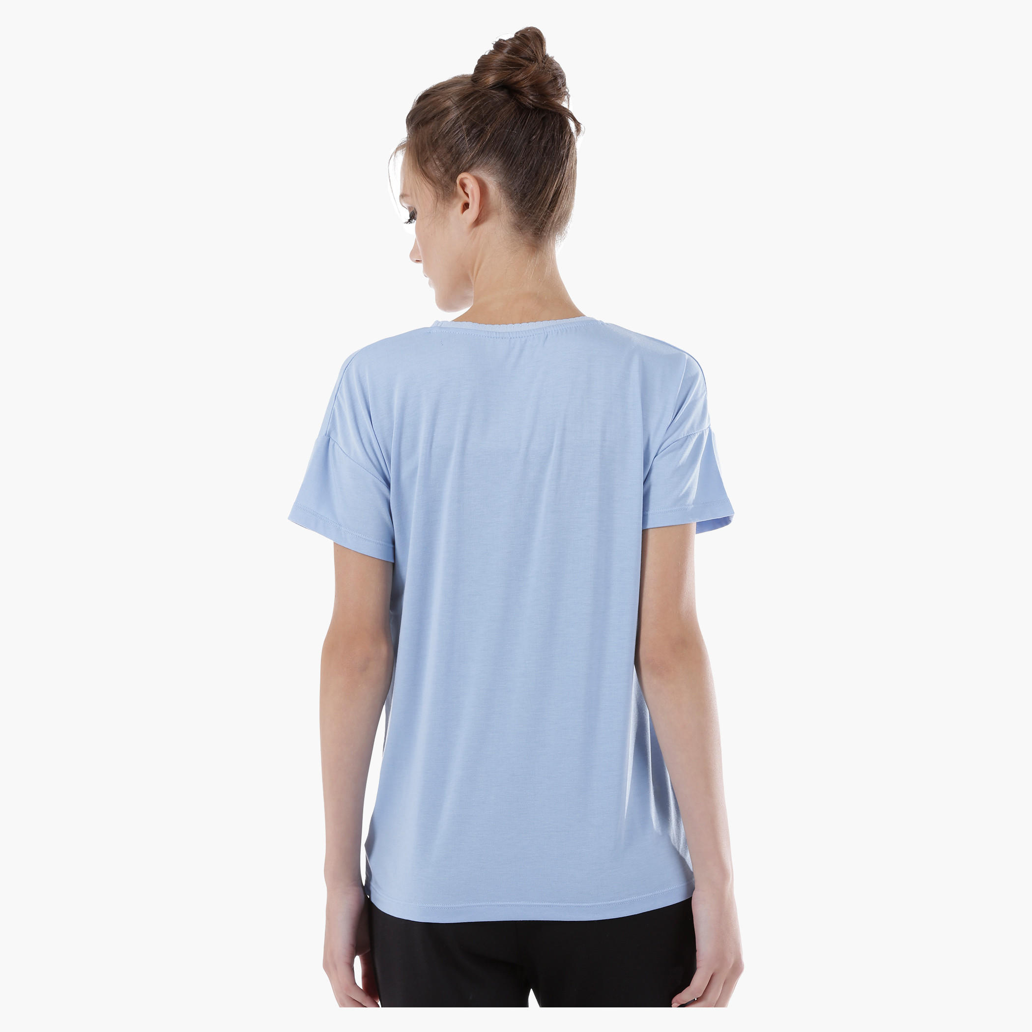 Trim Neck Short Sleeves T-Shirt-women-clothing-tshirts-image-2