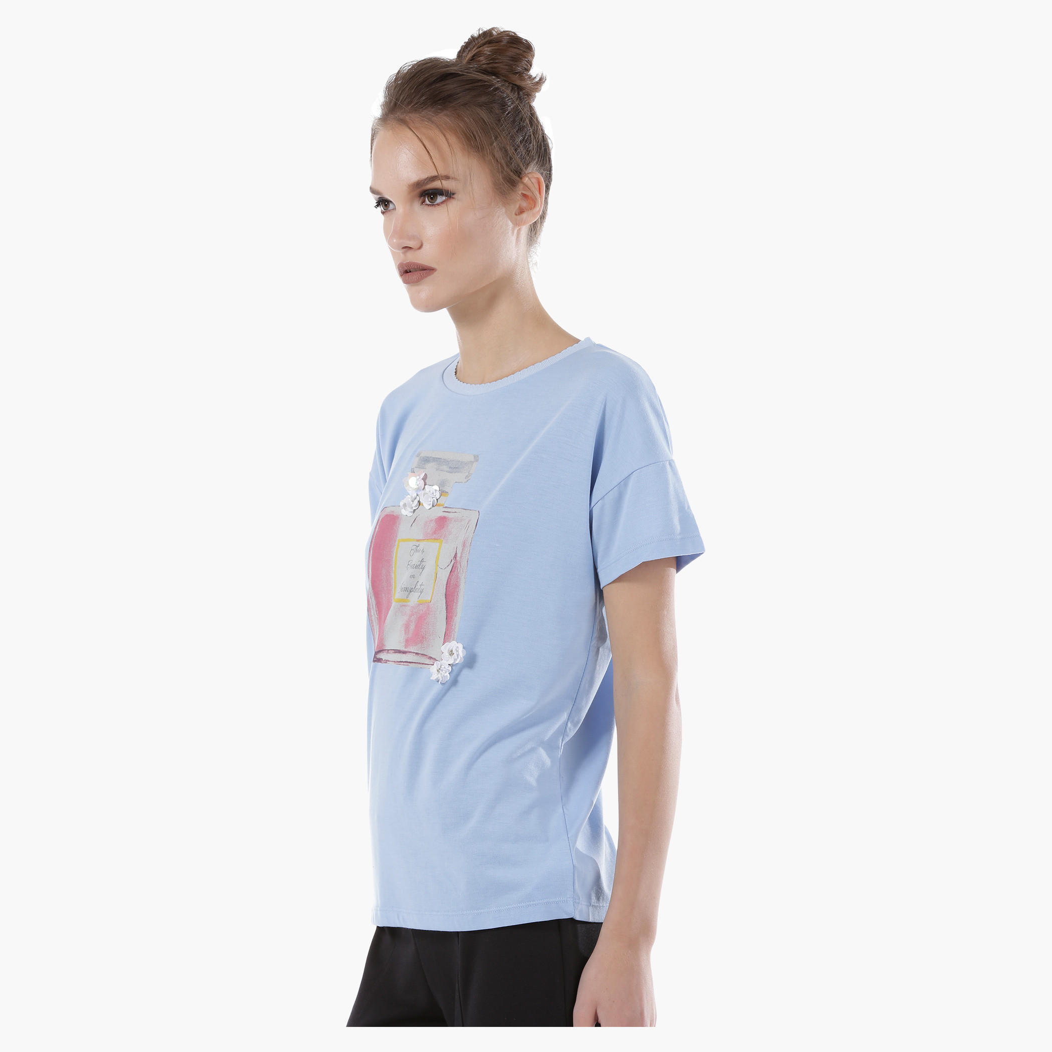 Trim Neck Short Sleeves T-Shirt-women-clothing-tshirts-image-3