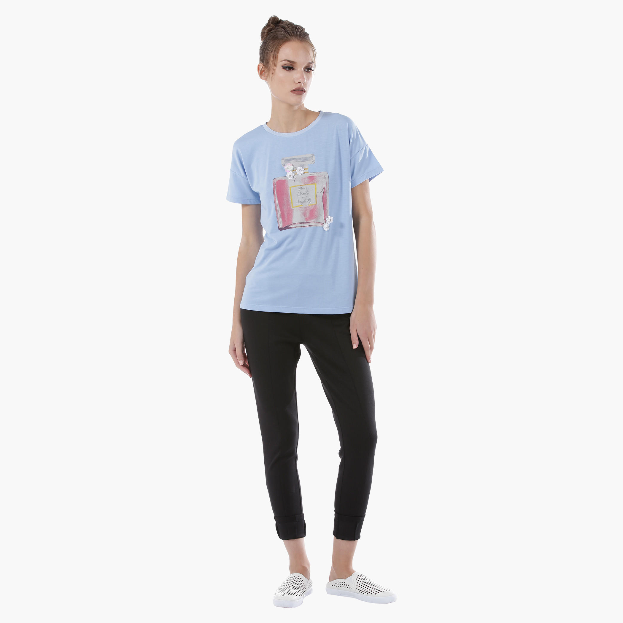 Trim Neck Short Sleeves T-Shirt-women-clothing-tshirts-image-5
