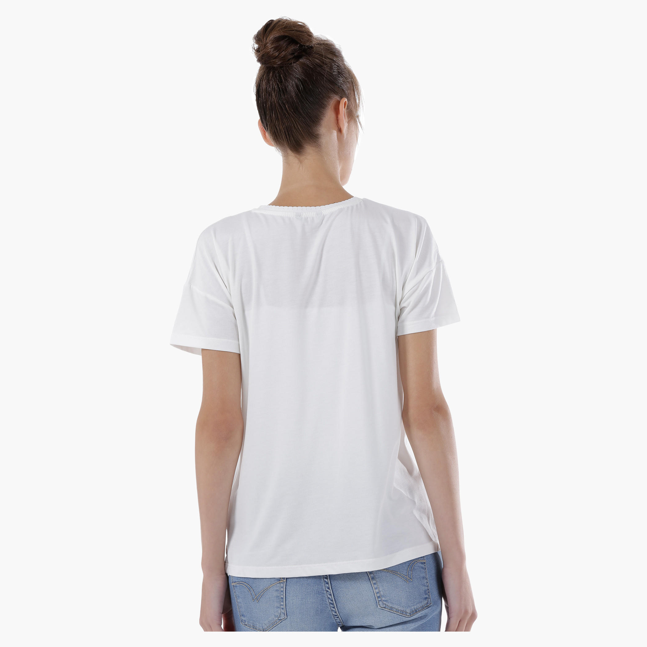 Trim Neck Short Sleeves T-Shirt-women-clothing-tshirts-image-2