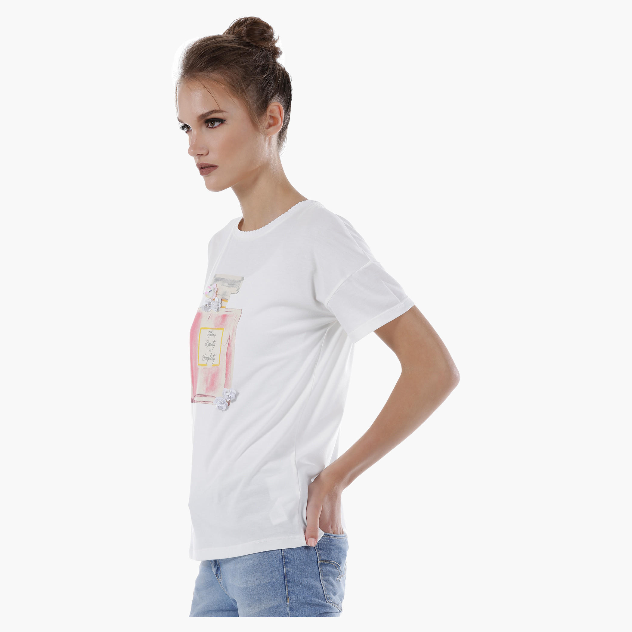 Trim Neck Short Sleeves T-Shirt-women-clothing-tshirts-image-3