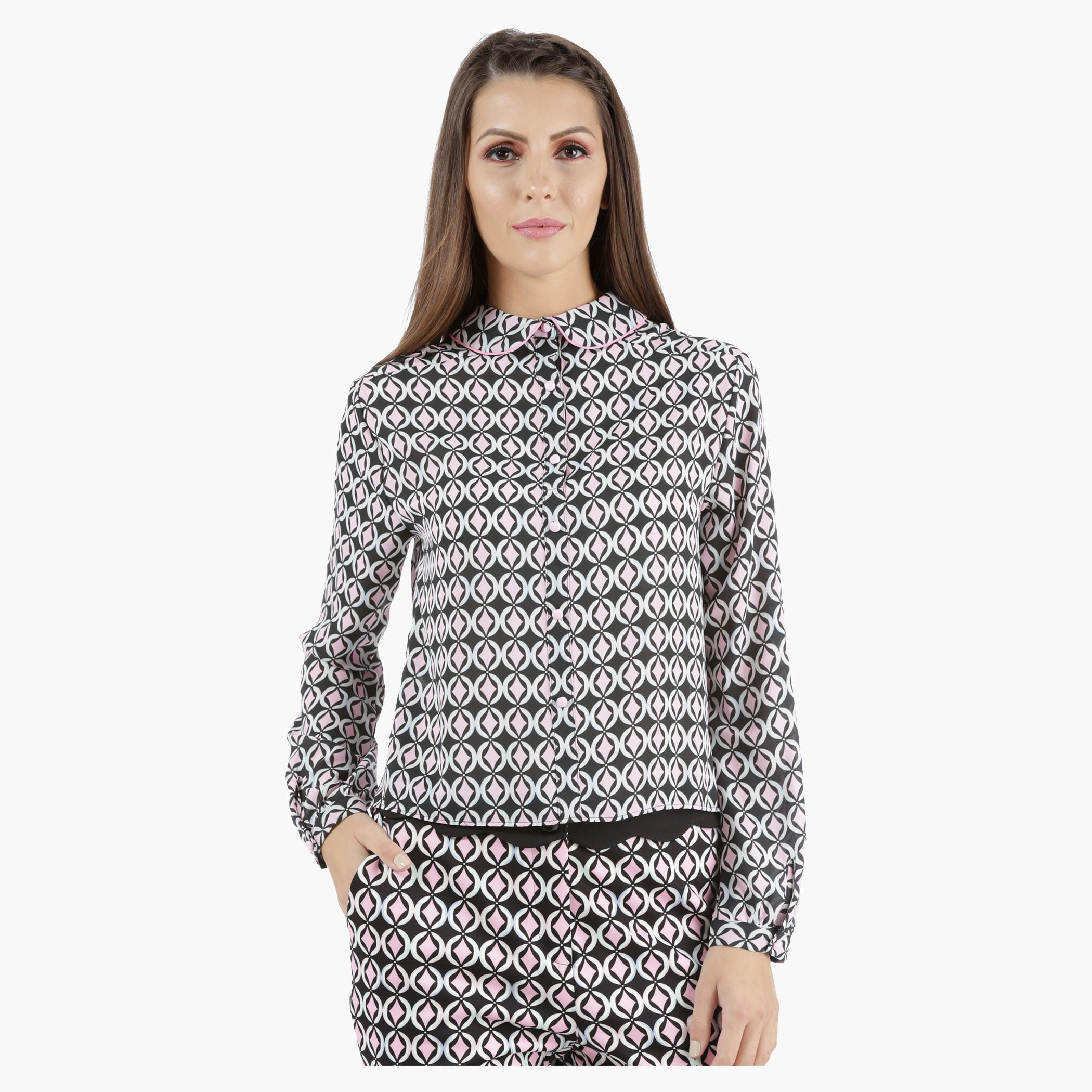 Cropped Shirt with Print in Regular Fit-women-clothing-shirtsandblouses-blouses-image-1