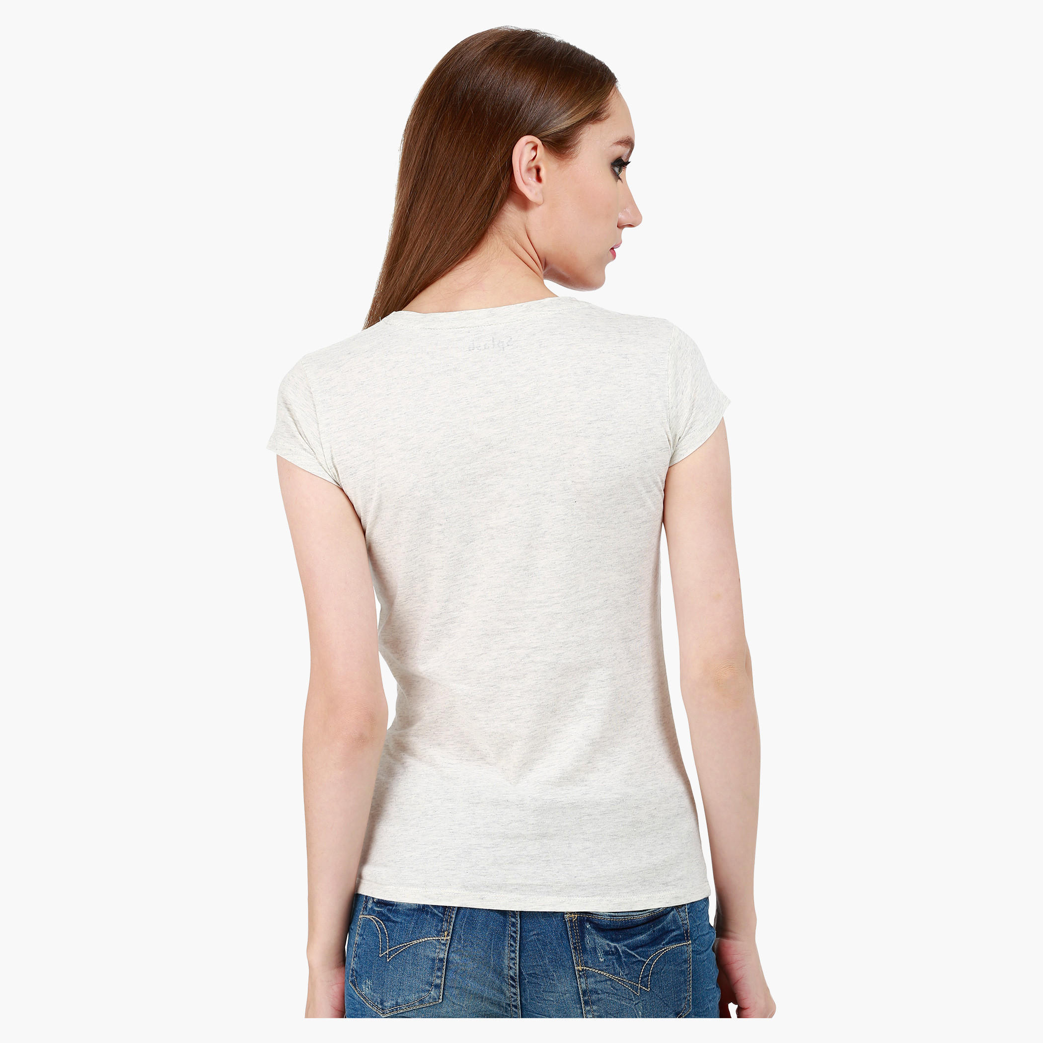 Printed Cotton T-Shirt with Round Neck and Cap Sleeves-women-clothing-tshirts-image-2