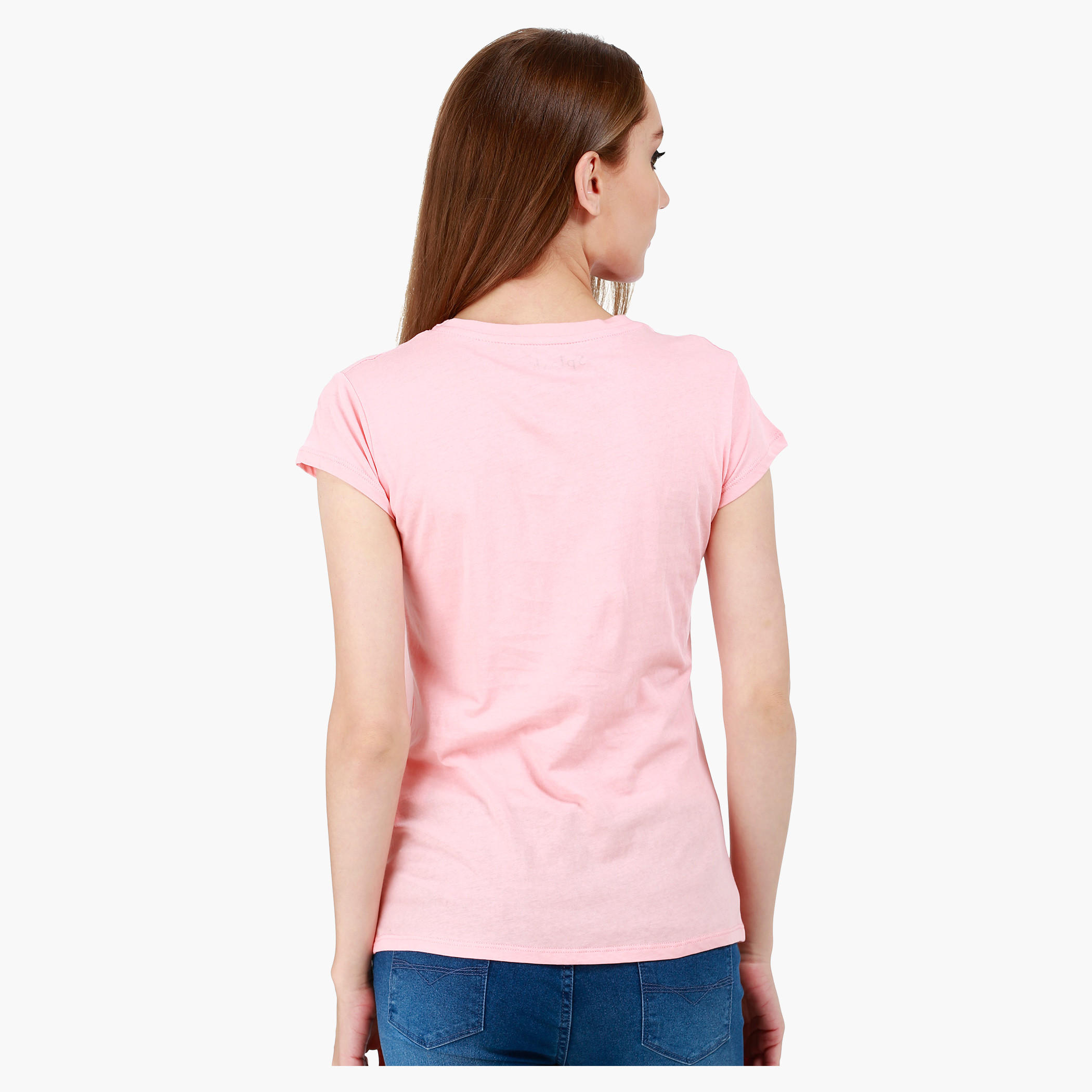 Graphic Print Cotton T-Shirt with Round Neck and Cap Sleeves-women-clothing-tshirts-image-2
