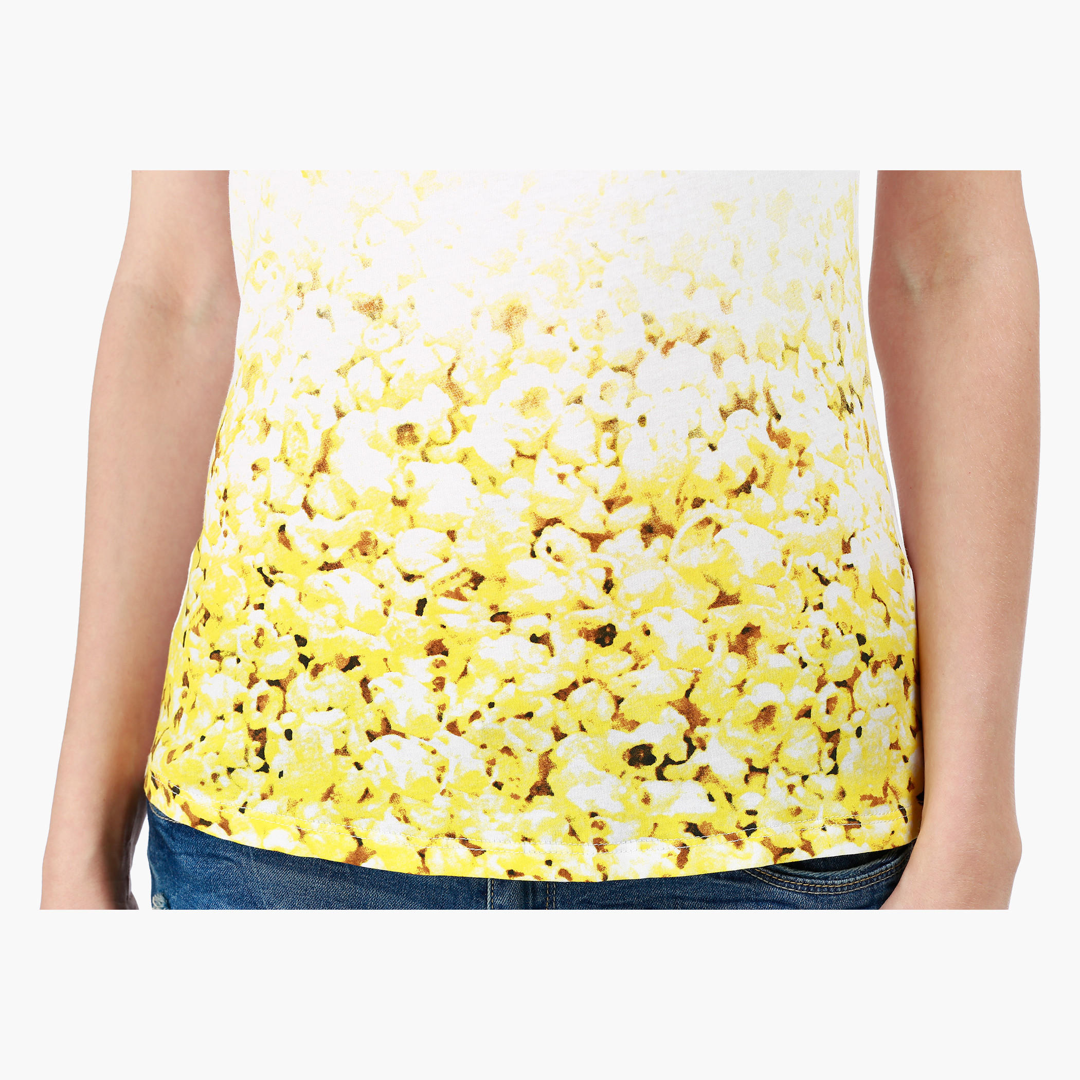 Graphic Print Cotton T-Shirt with Round Neck and Cap Sleeves-women-clothing-tshirts-image-4
