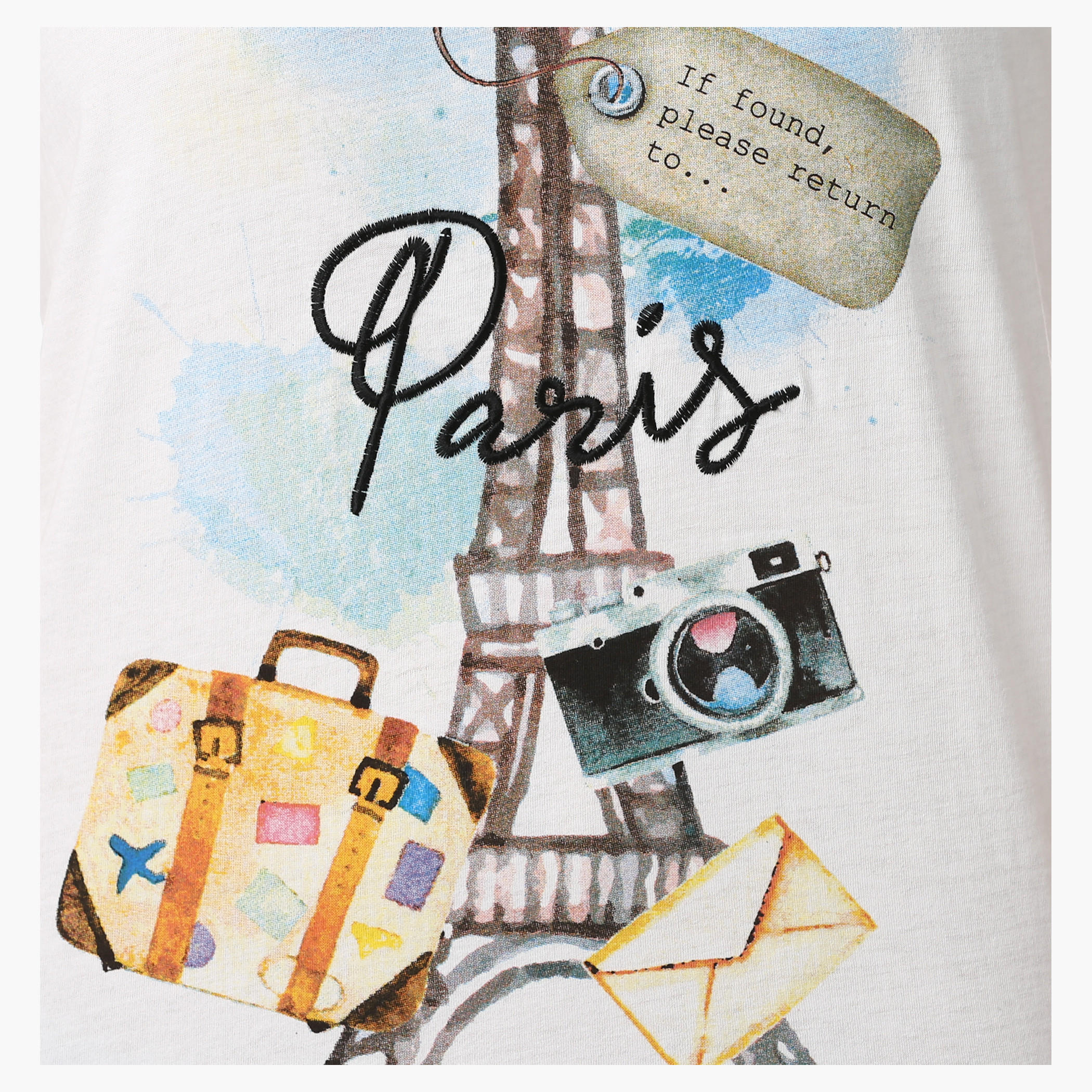 Printed Cotton T-Shirt with Round Neck and Cap Sleeves-women-clothing-tshirts-image-4