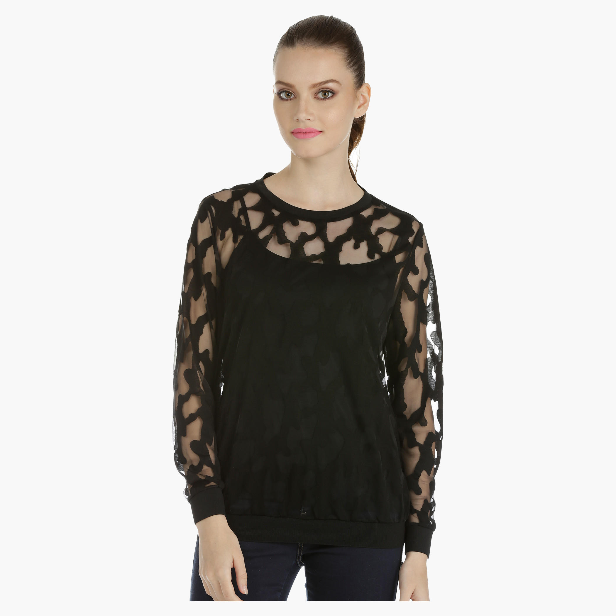 Lace Top with Long Sleeves-women-clothing-shirtsandblouses-blouses-image-1